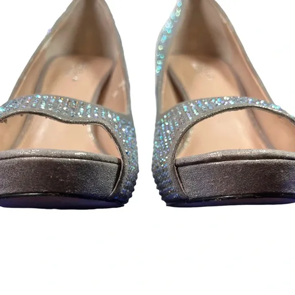 Carvela Kurt Geiger Silver Metallic Lovebird Crystal-embellished Satin Stilettos