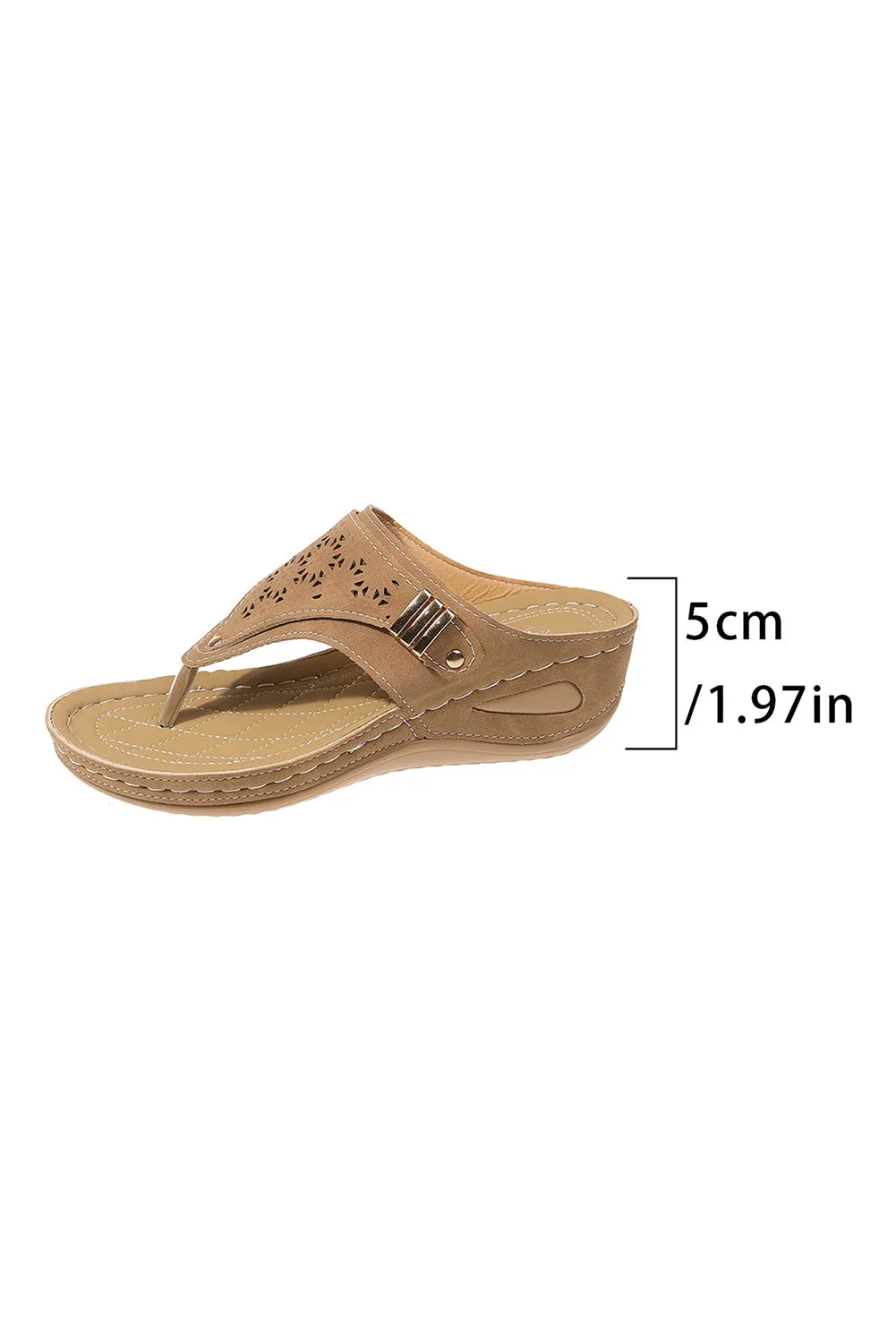 Chestnut Hollow Out Clip Toe Wedge Slippers