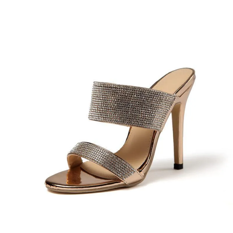 Chic Faux Jewerly Embellished High Heel Sandal Shoes