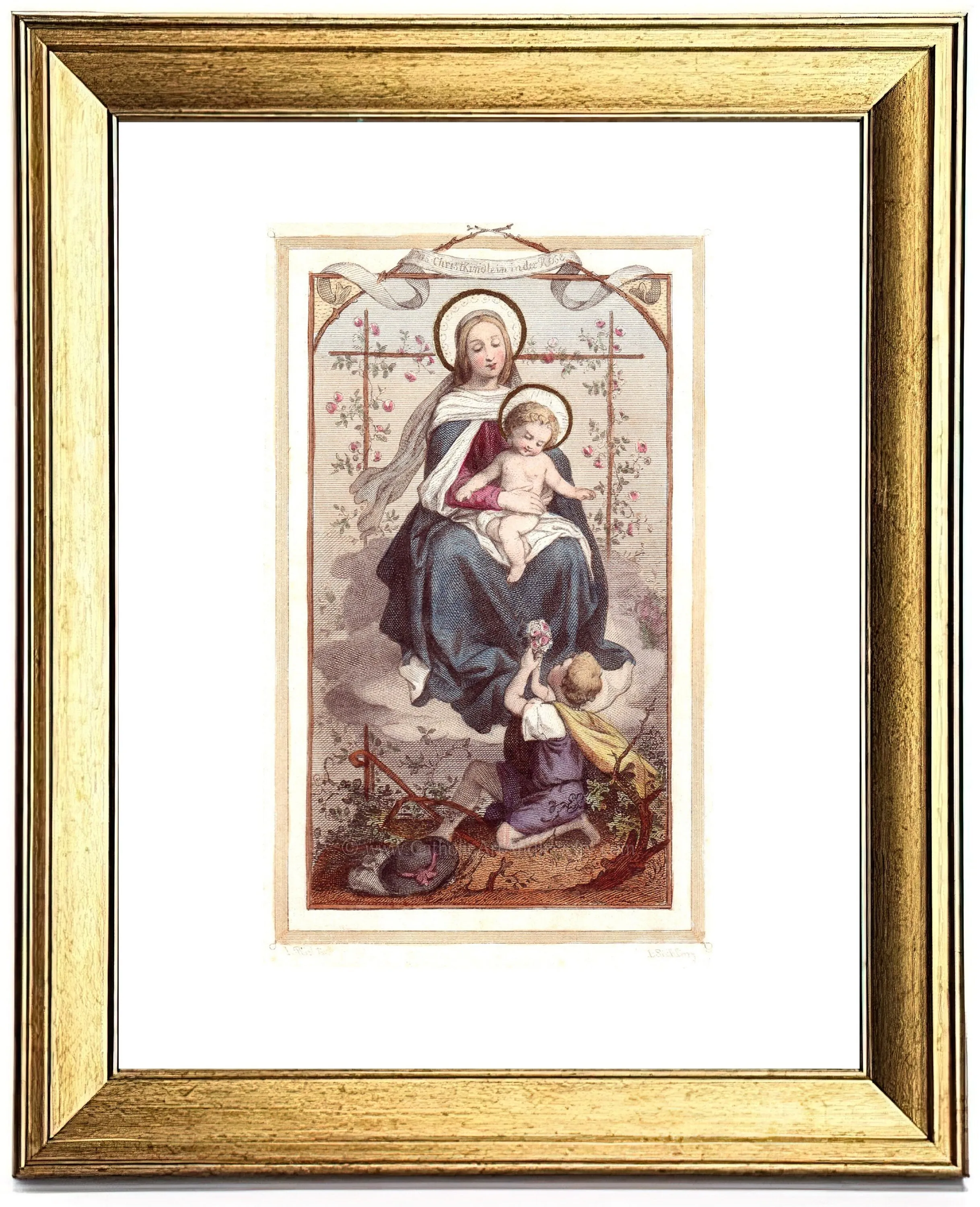 Christ Child in the Rose Bower – 3 sizes – Based on Vintage Holy Card – Catholic Gift – Confirmation Gift