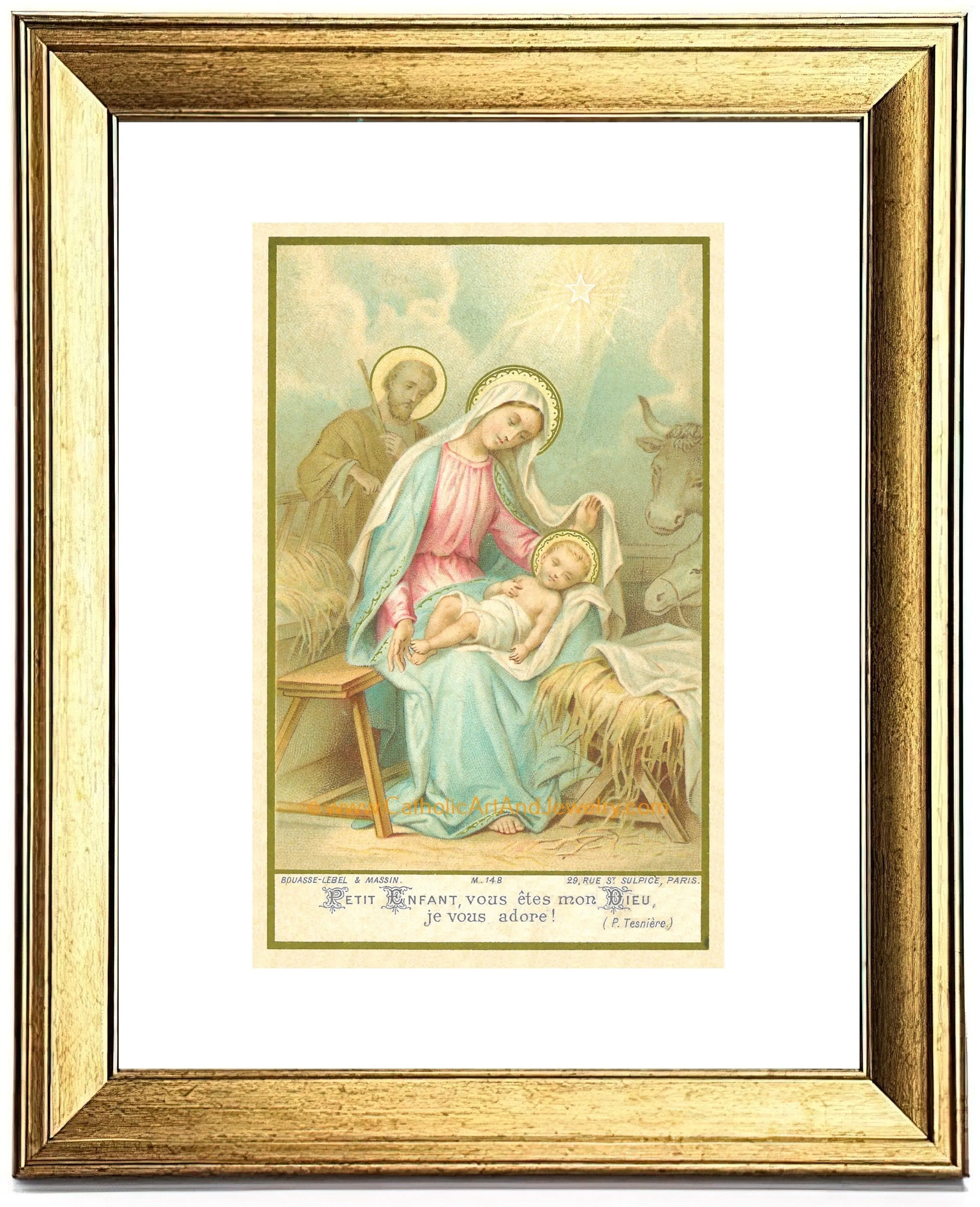 Christmas Nativity – based on a Vintage French Holy Card – Catholic Art Print – Victorian – Archival Quality
