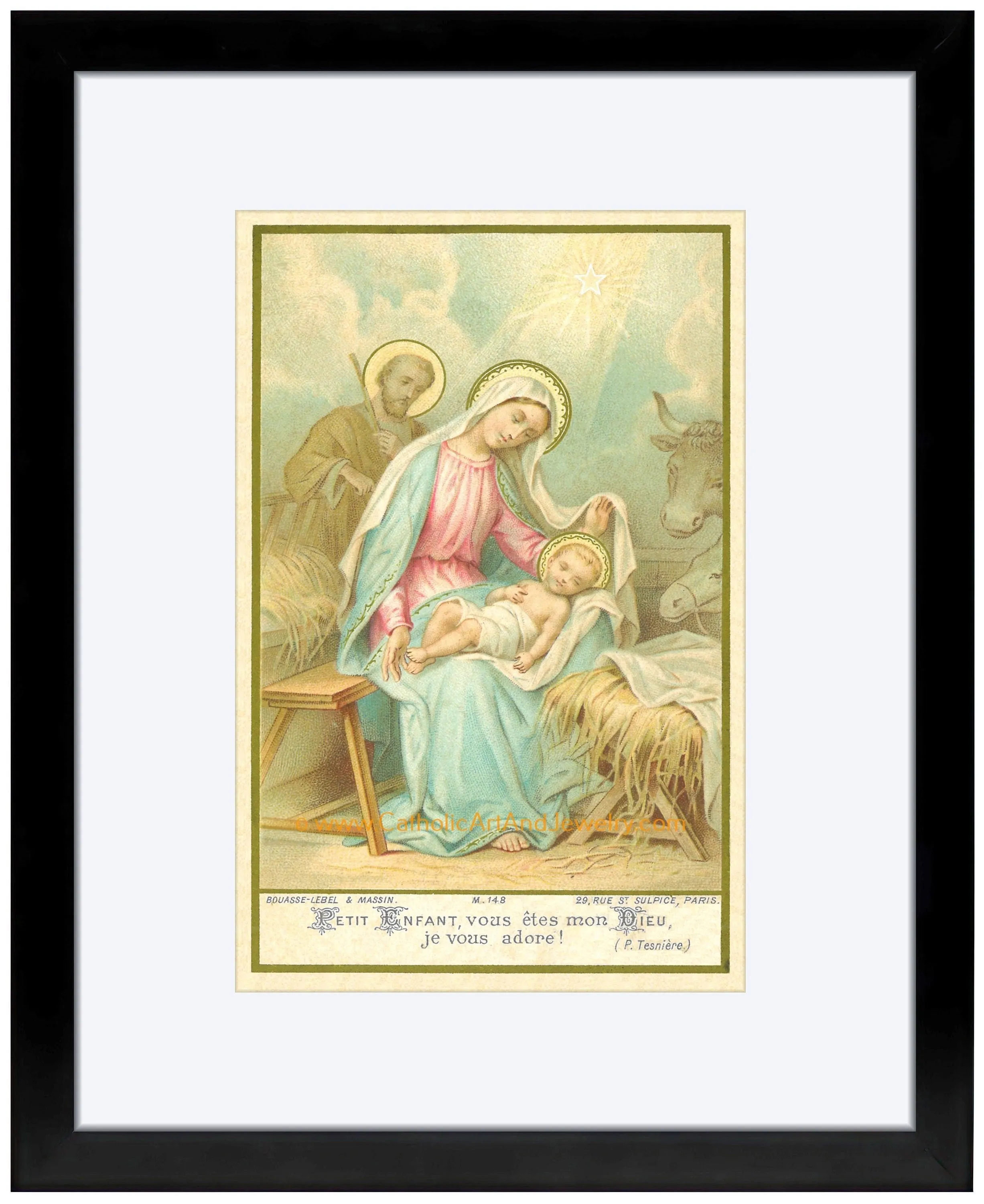 Christmas Nativity – based on a Vintage French Holy Card – Catholic Art Print – Victorian – Archival Quality