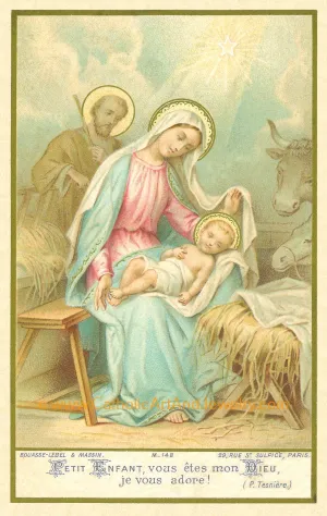 Christmas Nativity – based on a Vintage French Holy Card – Catholic Art Print – Victorian – Archival Quality