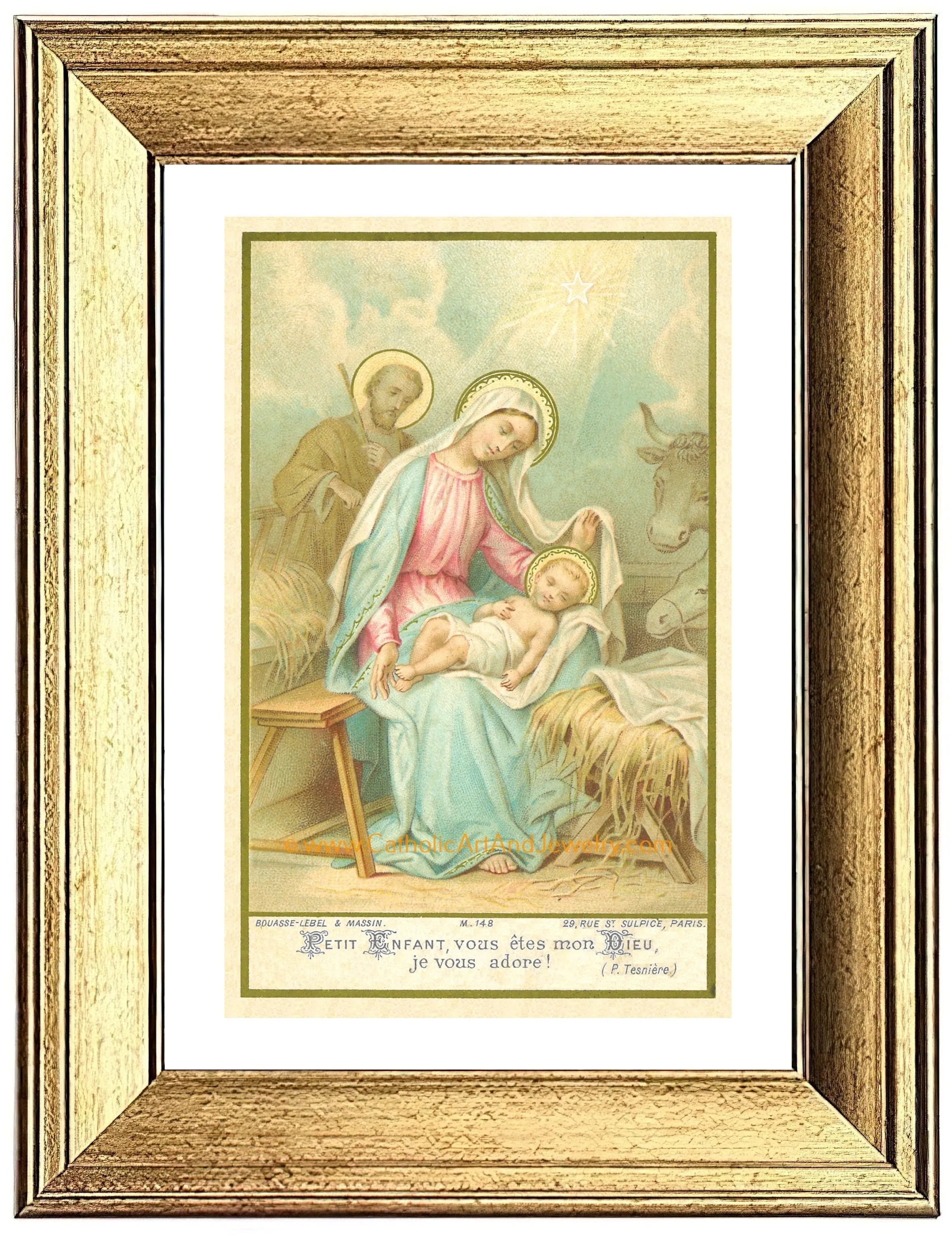 Christmas Nativity – based on a Vintage French Holy Card – Catholic Art Print – Victorian – Archival Quality