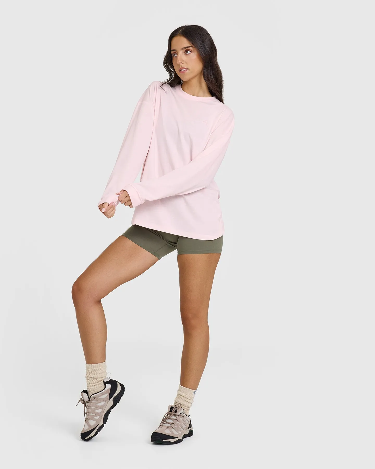 Classic Oversized Lightweight Long Sleeve Top | Ballet Pink