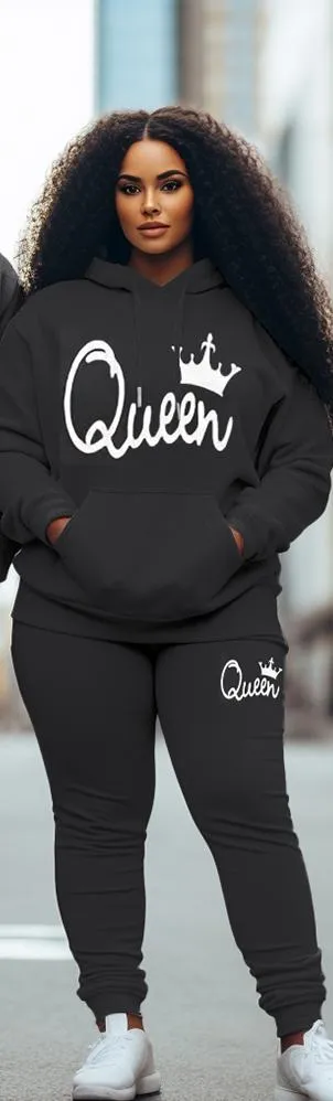 Couple Large Size Casual Couple Outfit Queen King Hoodie Set