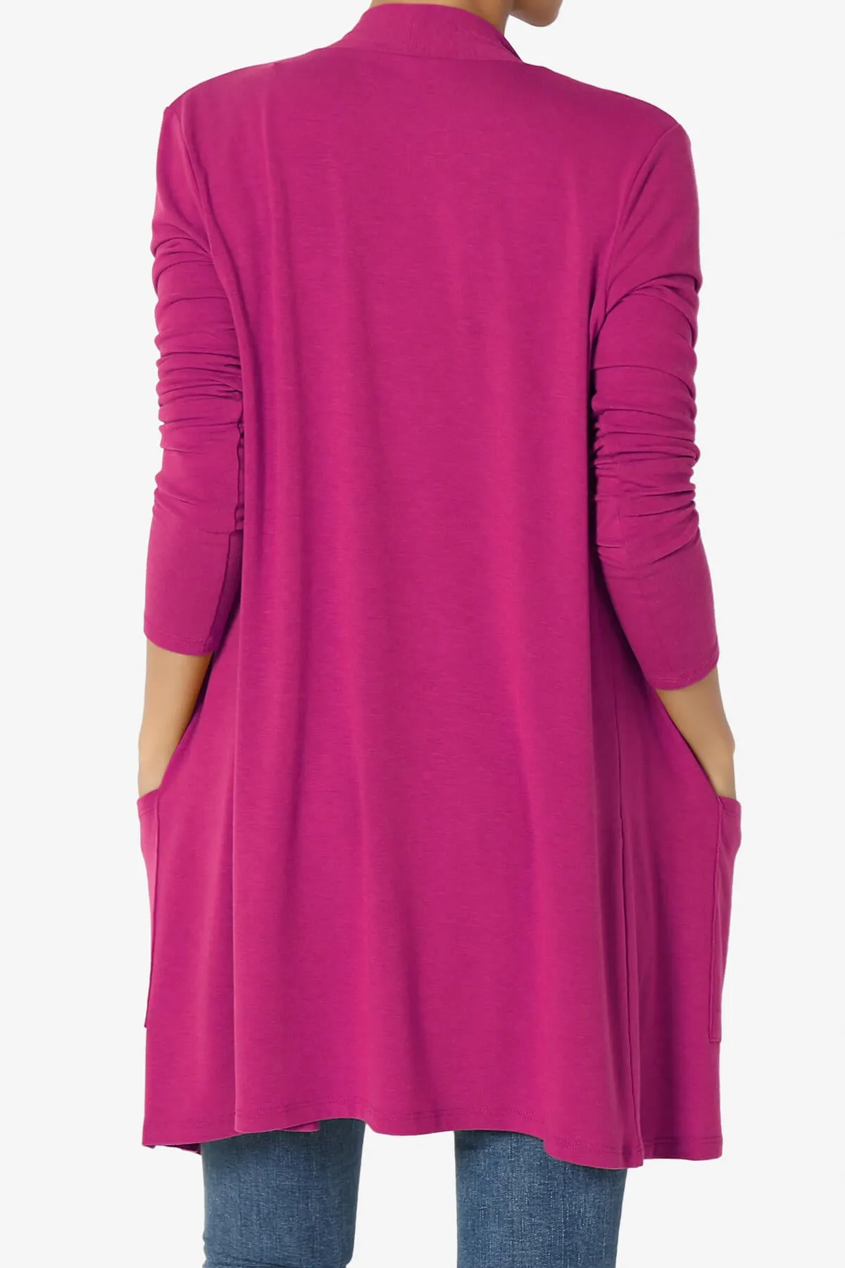 Daday Long Sleeve Pocket Open Front Cardigan PLUS