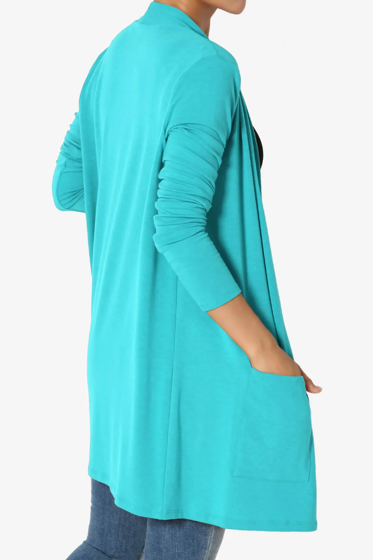 Daday Long Sleeve Pocket Open Front Cardigan PLUS