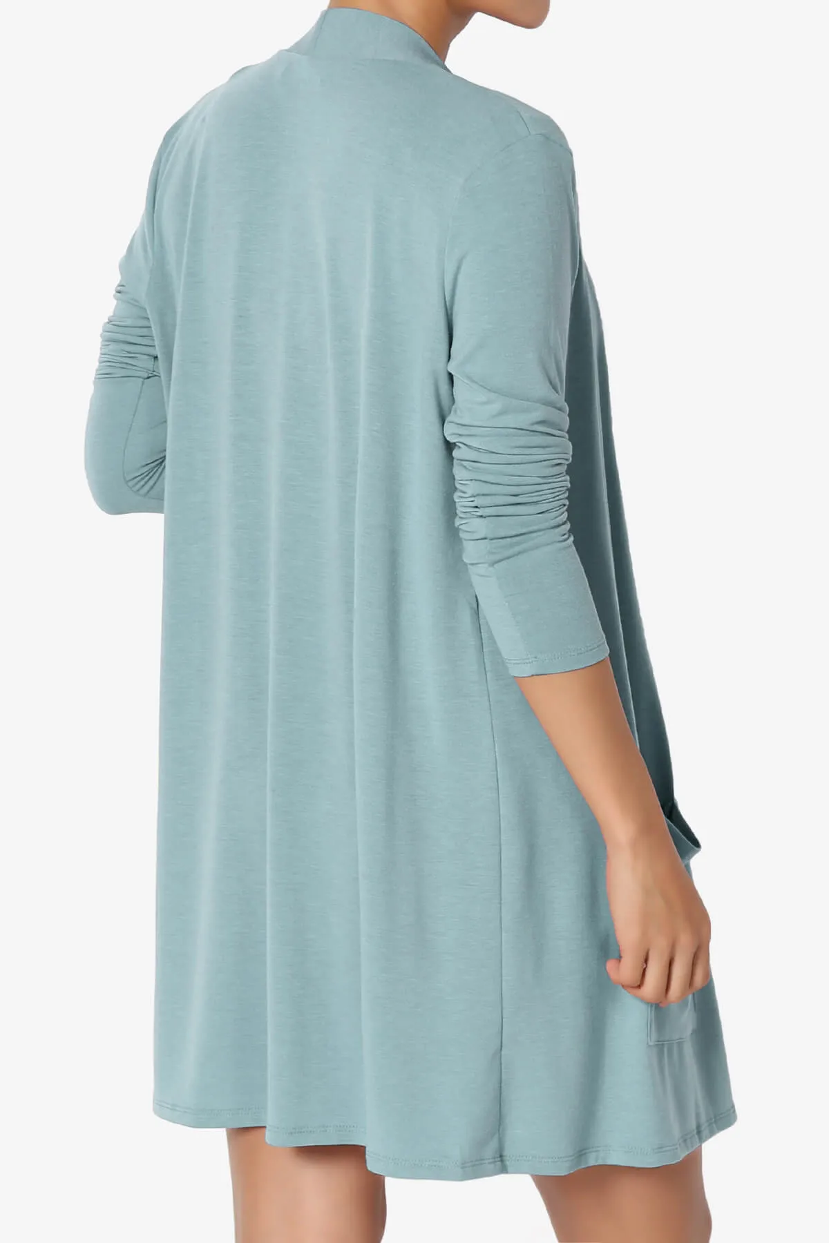 Daday Long Sleeve Pocket Open Front Cardigan PLUS