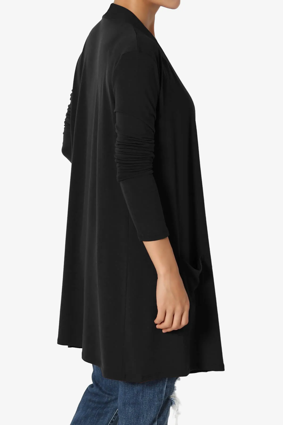 Daday Long Sleeve Pocket Open Front Cardigan PLUS