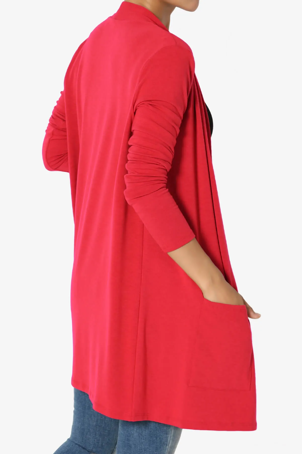 Daday Long Sleeve Pocket Open Front Cardigan PLUS