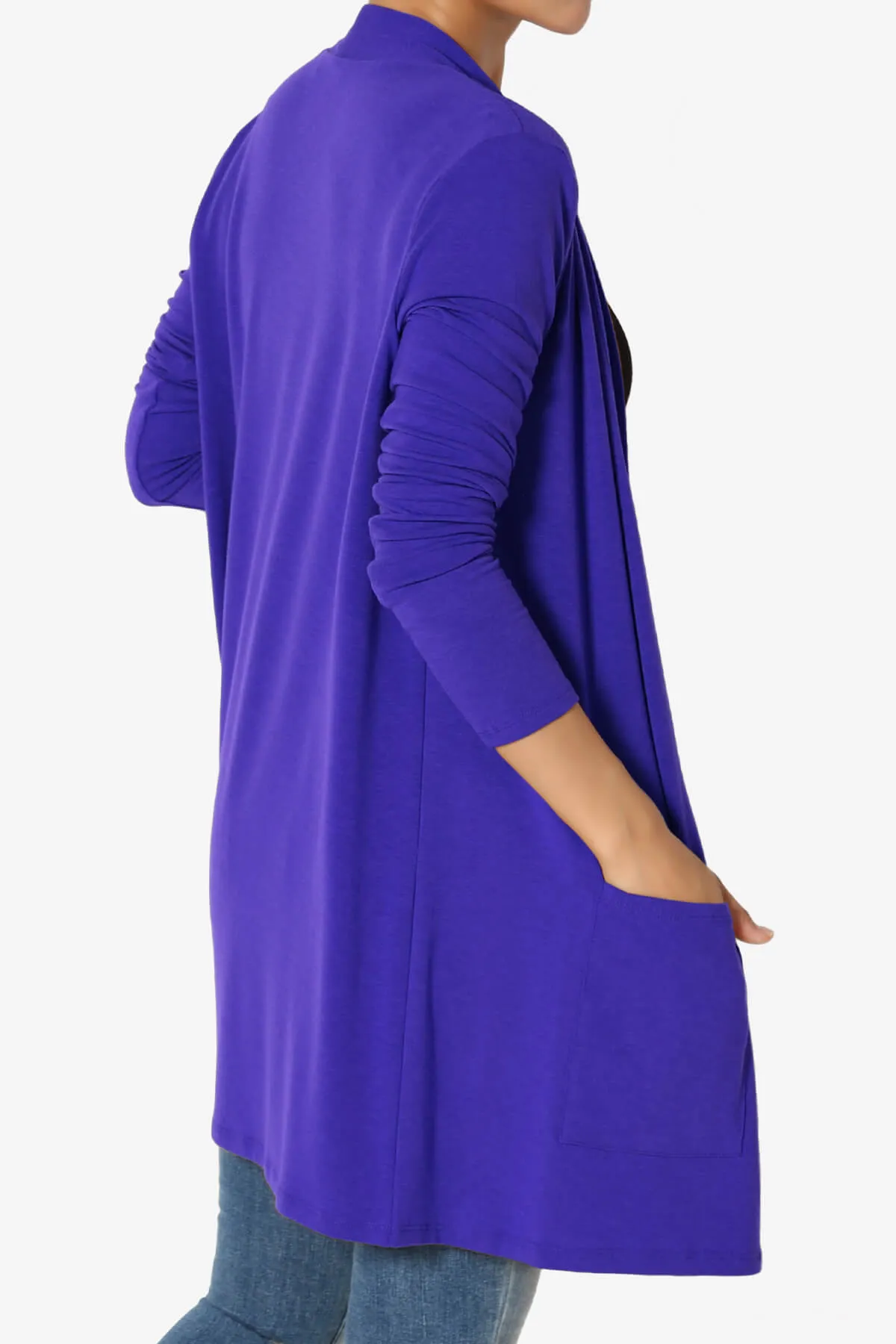 Daday Long Sleeve Pocket Open Front Cardigan PLUS