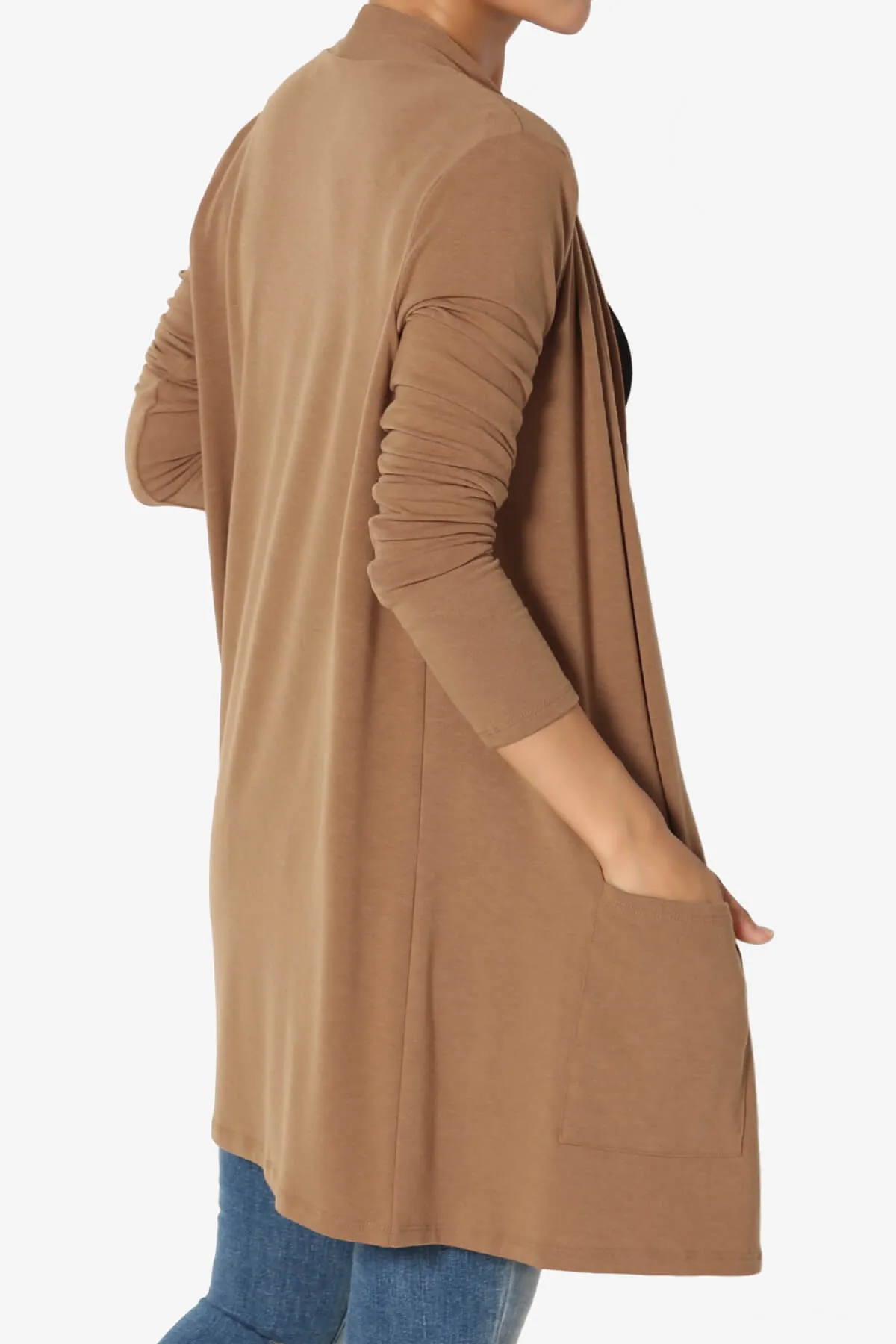 Daday Long Sleeve Pocket Open Front Cardigan PLUS