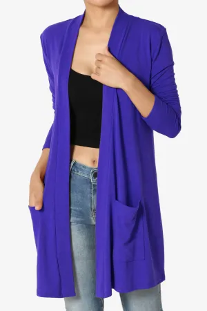 Daday Long Sleeve Pocket Open Front Cardigan PLUS