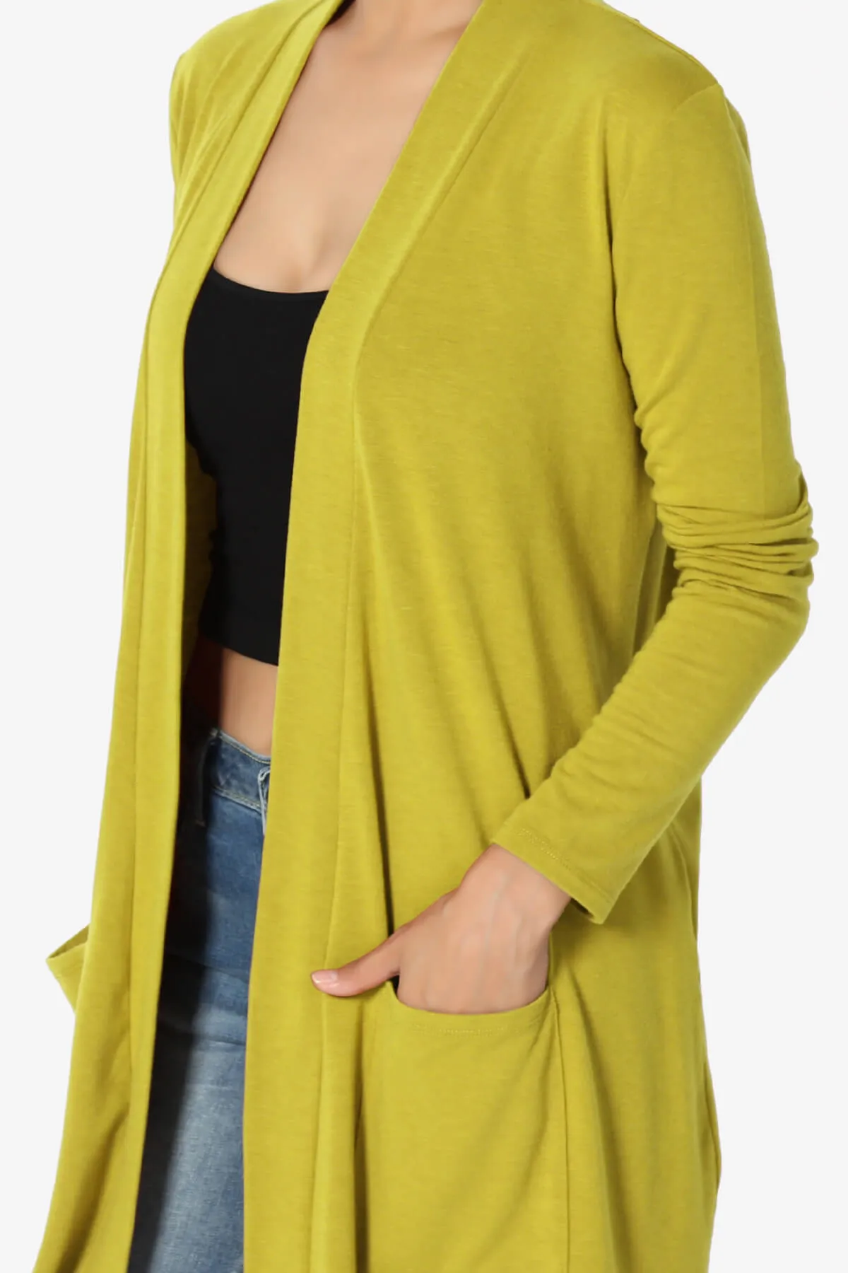 Daday Long Sleeve Pocket Open Front Cardigan PLUS