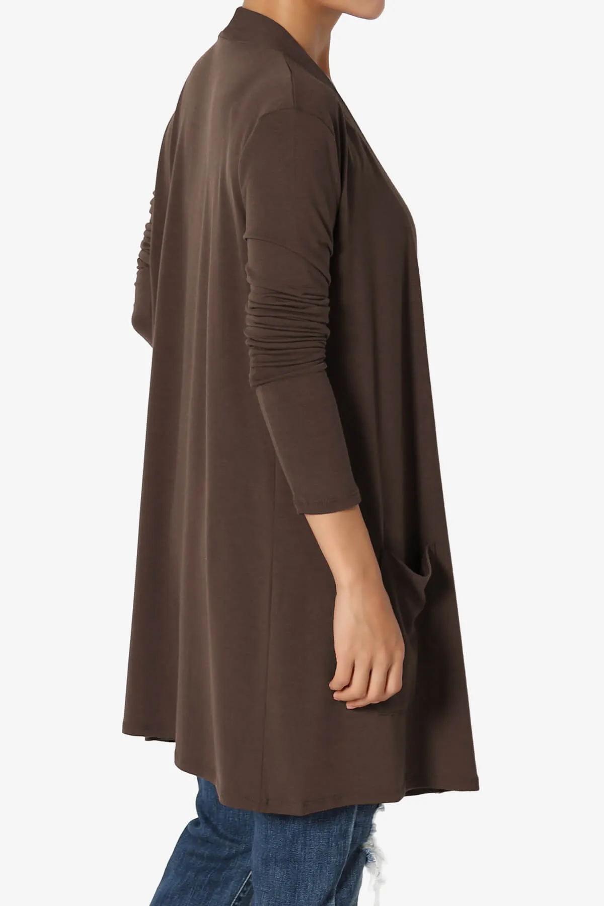 Daday Long Sleeve Pocket Open Front Cardigan PLUS