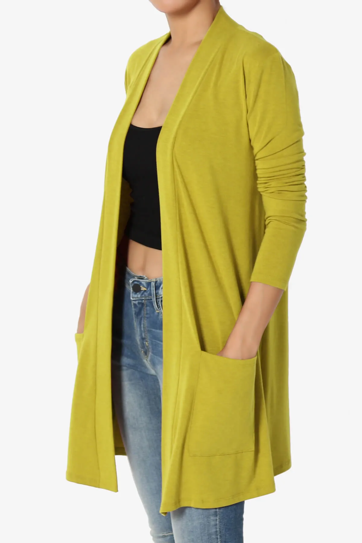 Daday Long Sleeve Pocket Open Front Cardigan PLUS