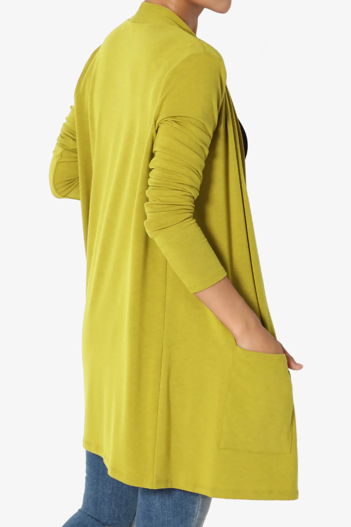 Daday Long Sleeve Pocket Open Front Cardigan PLUS