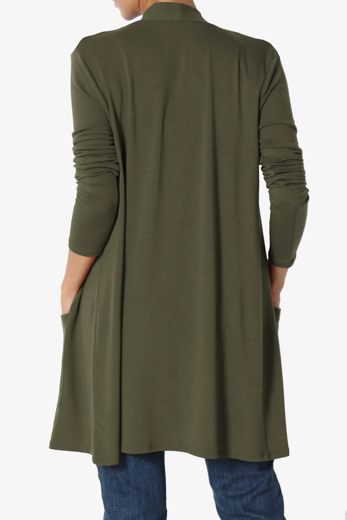 Daday Long Sleeve Pocket Open Front Cardigan PLUS