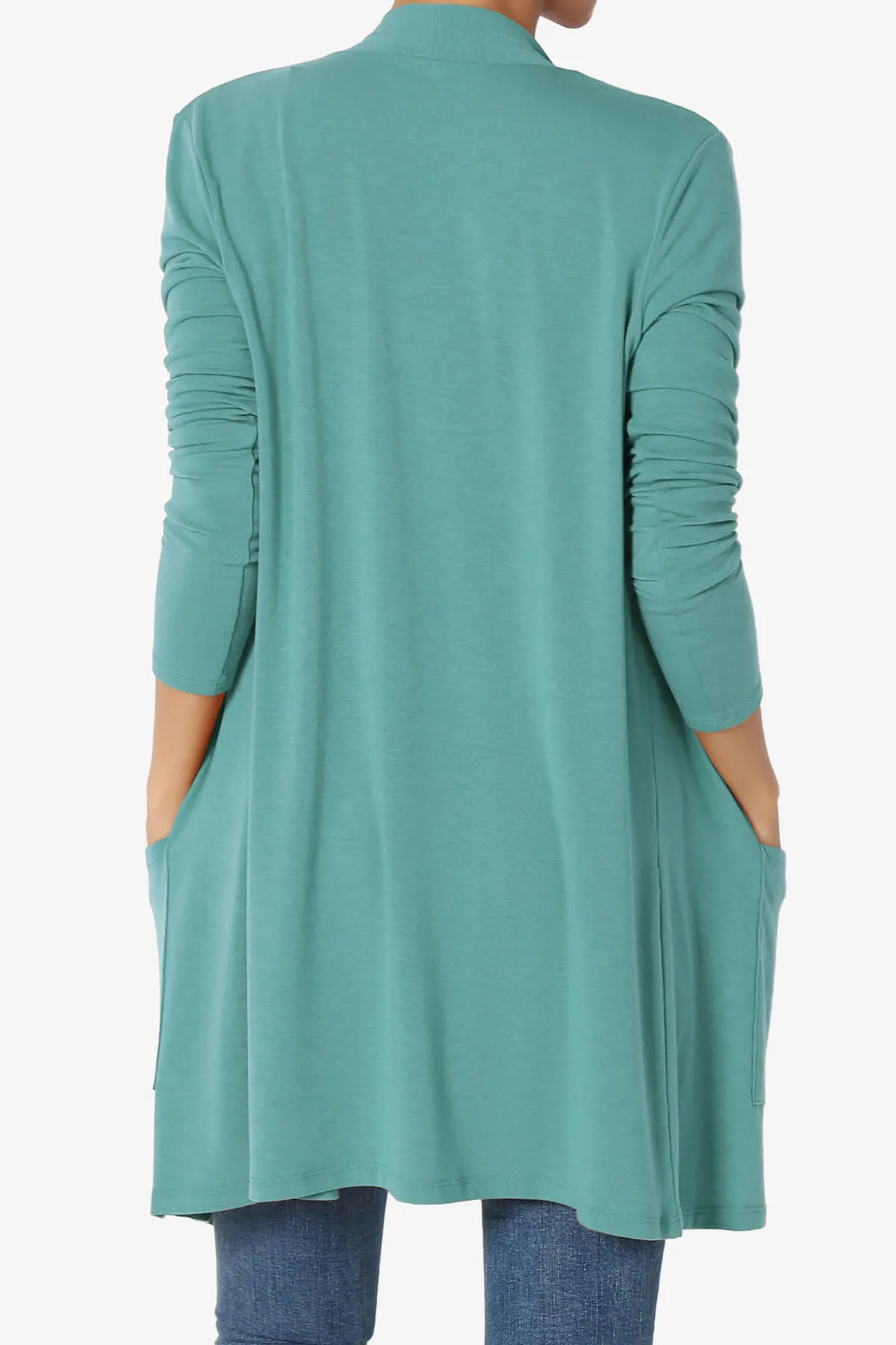 Daday Long Sleeve Pocket Open Front Cardigan PLUS