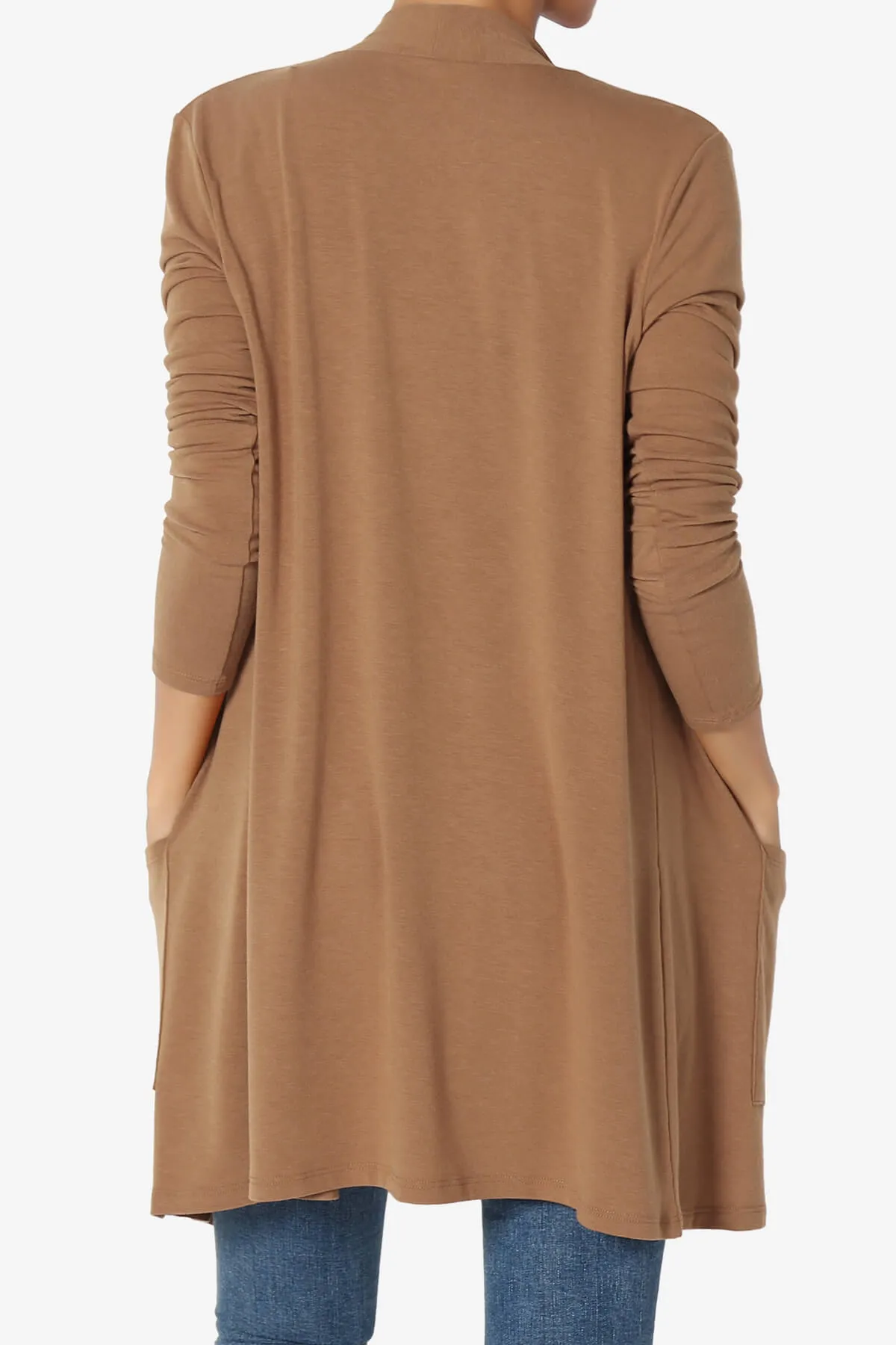 Daday Long Sleeve Pocket Open Front Cardigan PLUS