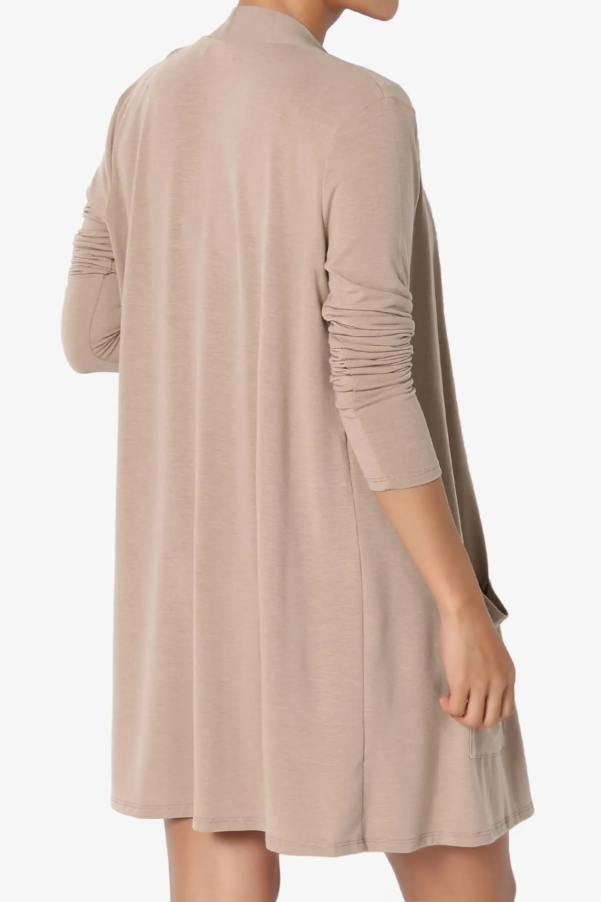 Daday Long Sleeve Pocket Open Front Cardigan PLUS