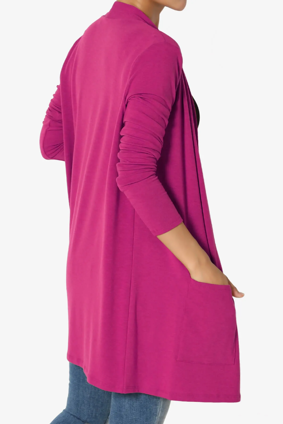 Daday Long Sleeve Pocket Open Front Cardigan PLUS