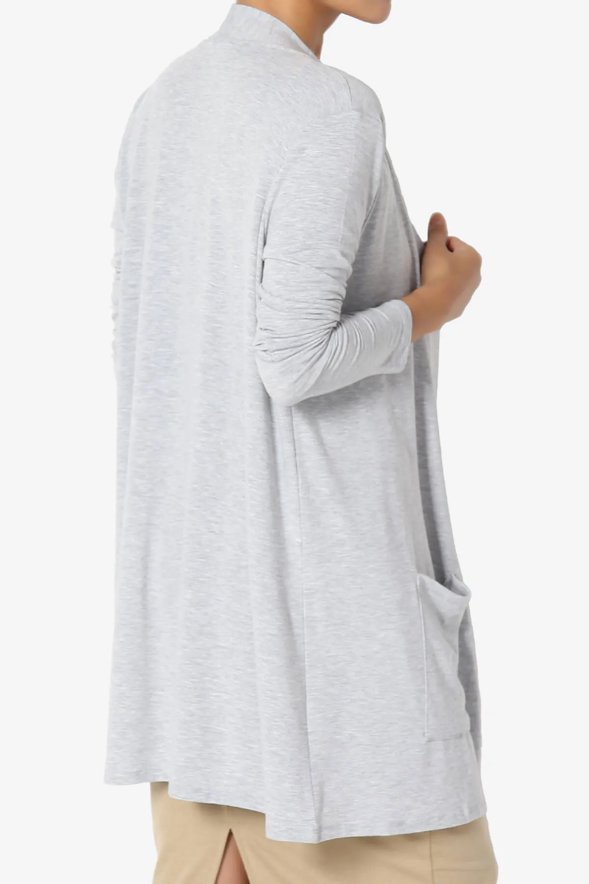 Daday Long Sleeve Pocket Open Front Cardigan PLUS