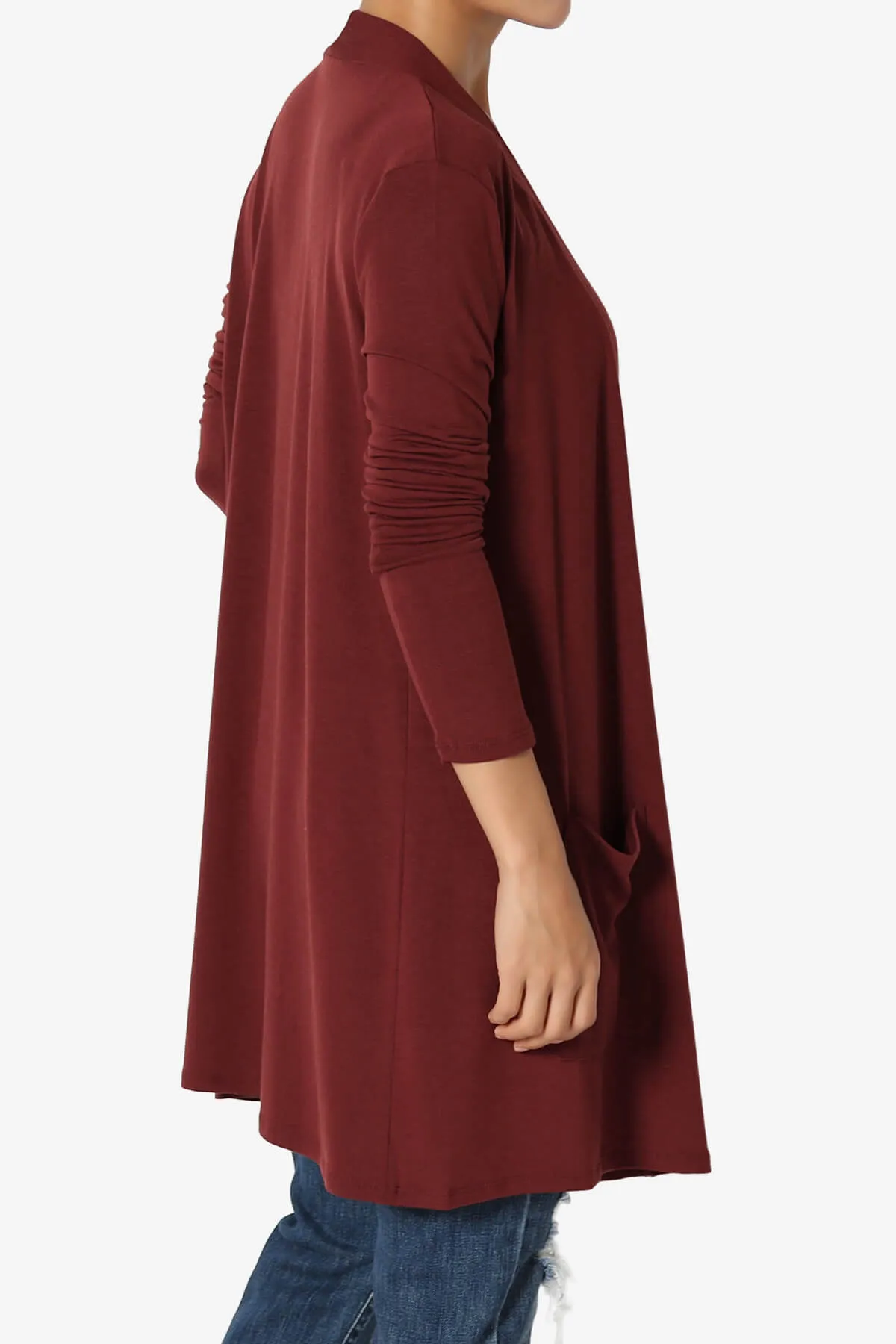 Daday Long Sleeve Pocket Open Front Cardigan PLUS