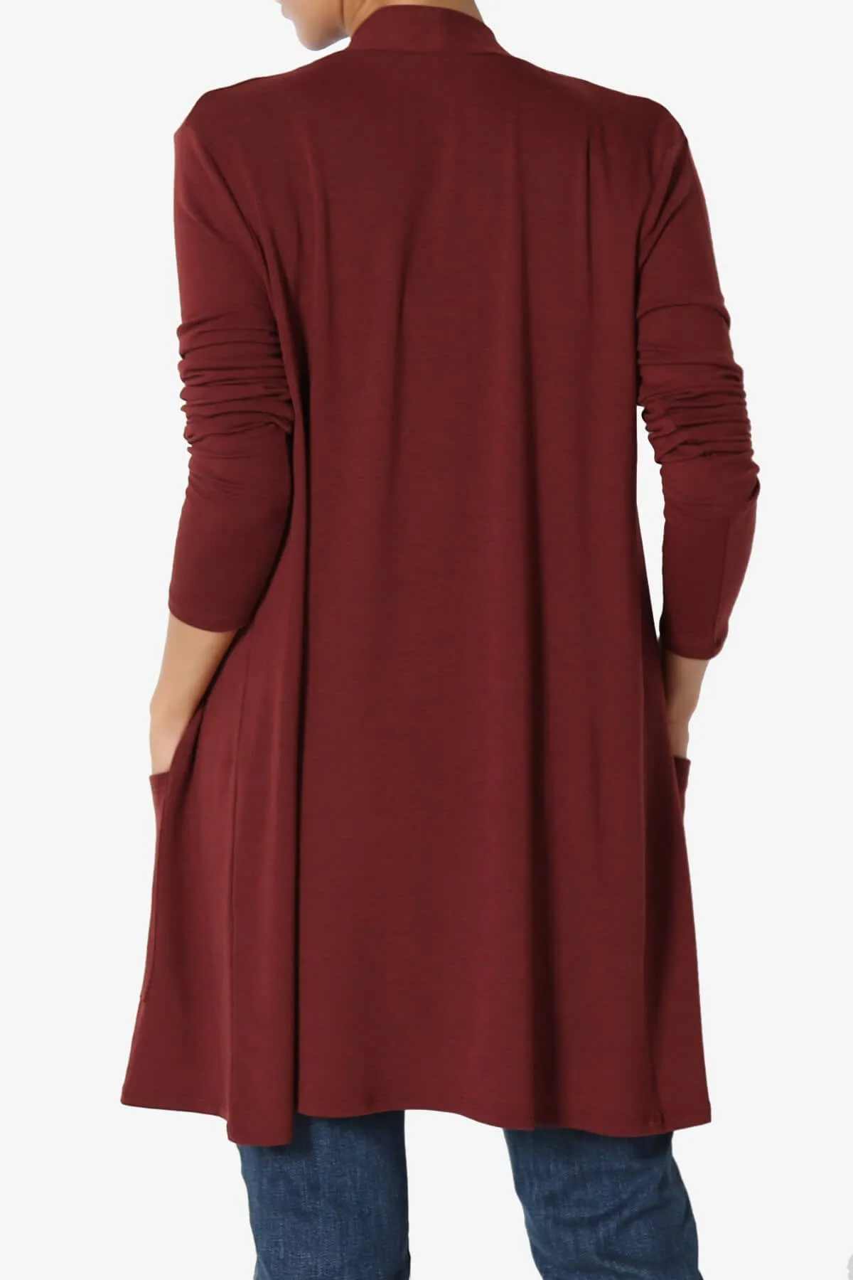 Daday Long Sleeve Pocket Open Front Cardigan PLUS