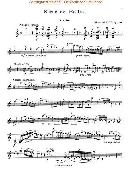 de Beriot, Scene de Ballet Op. 100 for Violin and Piano (Schirmer)