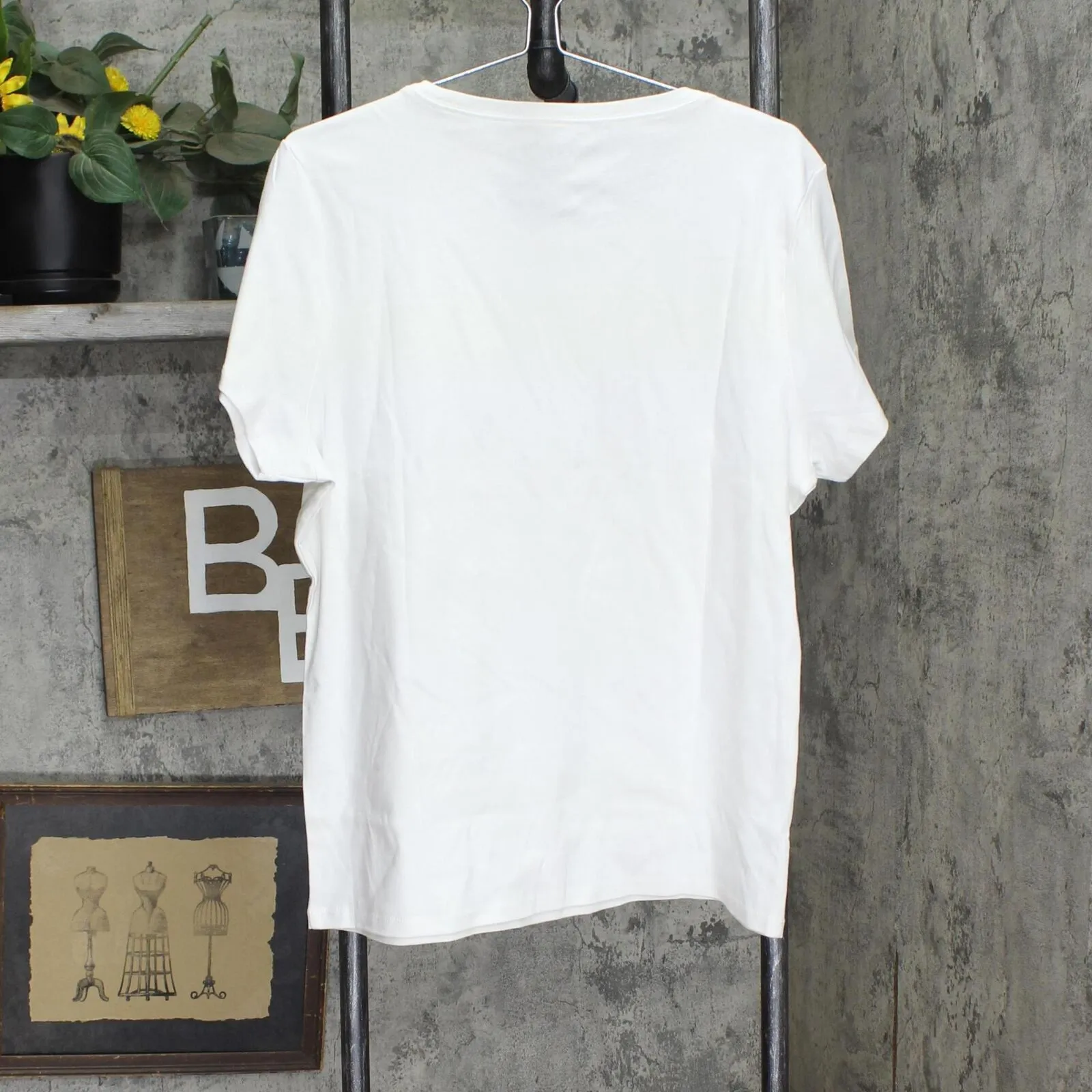 DKNY Women's Short Sleeve Crew Neck Organic Cotton Tee 1679439 White 2XL
