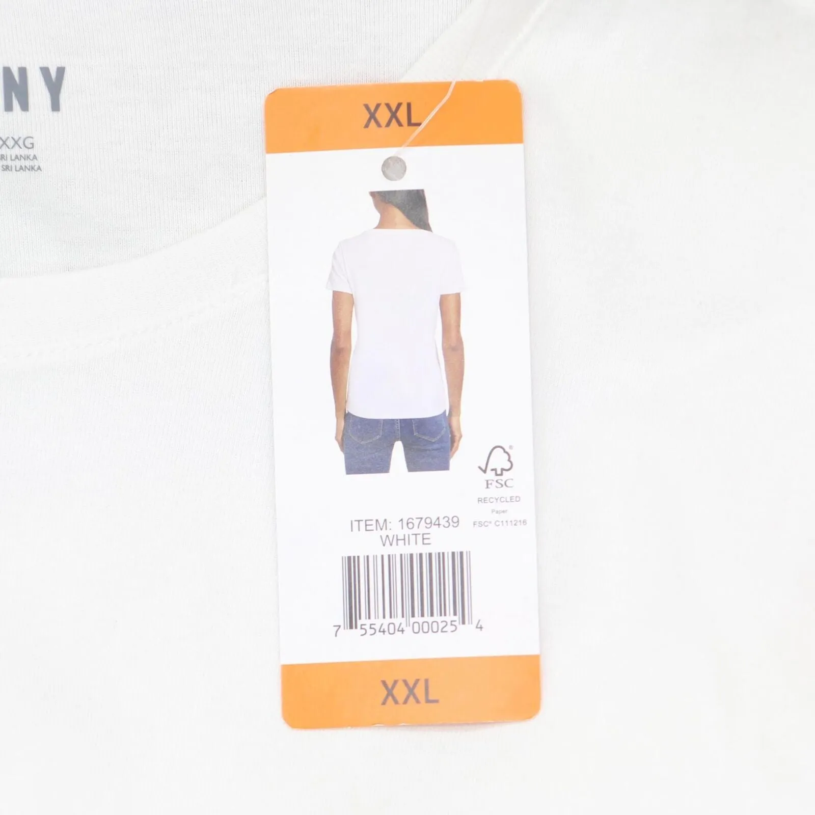 DKNY Women's Short Sleeve Crew Neck Organic Cotton Tee 1679439 White 2XL