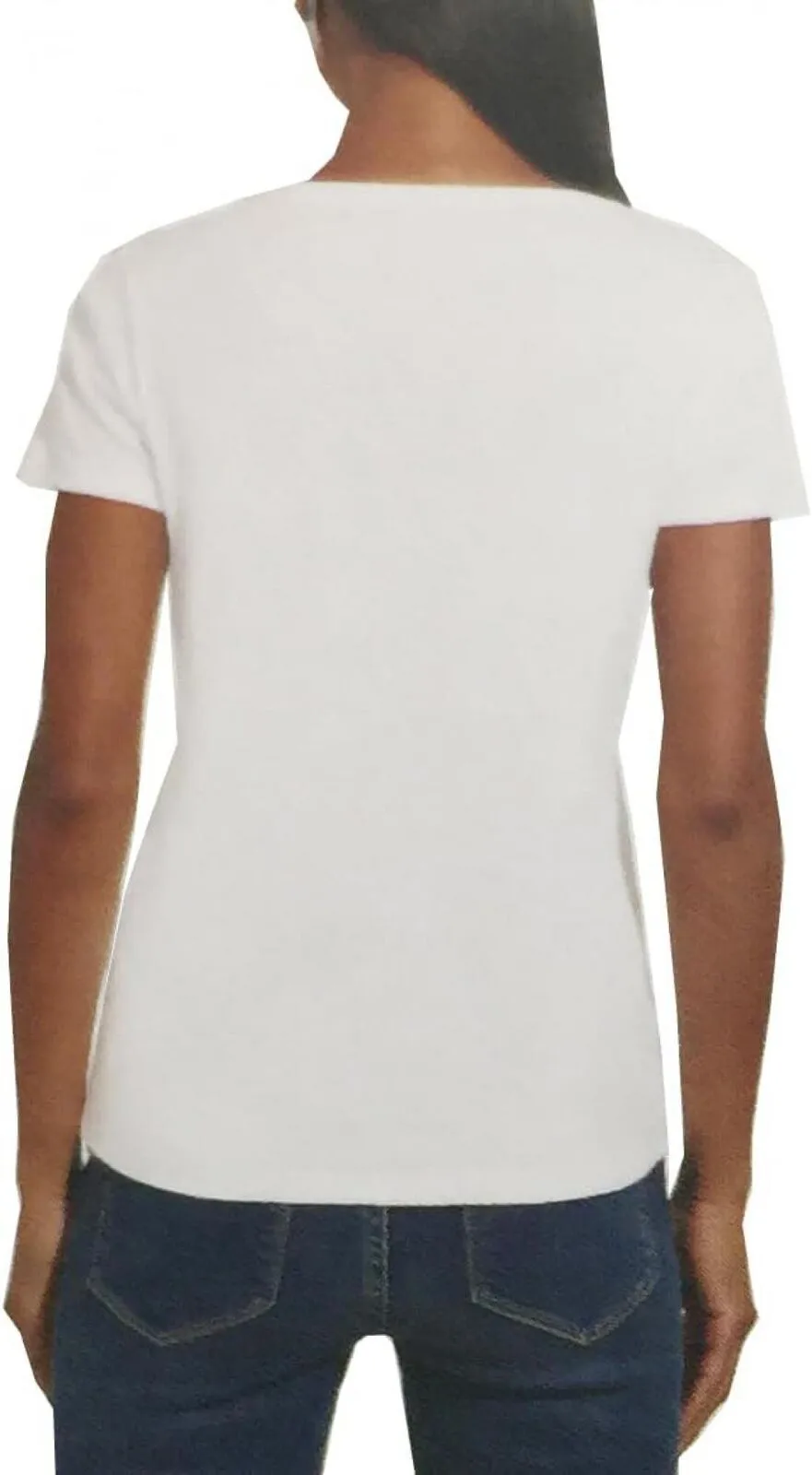 DKNY Women's Short Sleeve Crew Neck Organic Cotton Tee 1679439 White 2XL