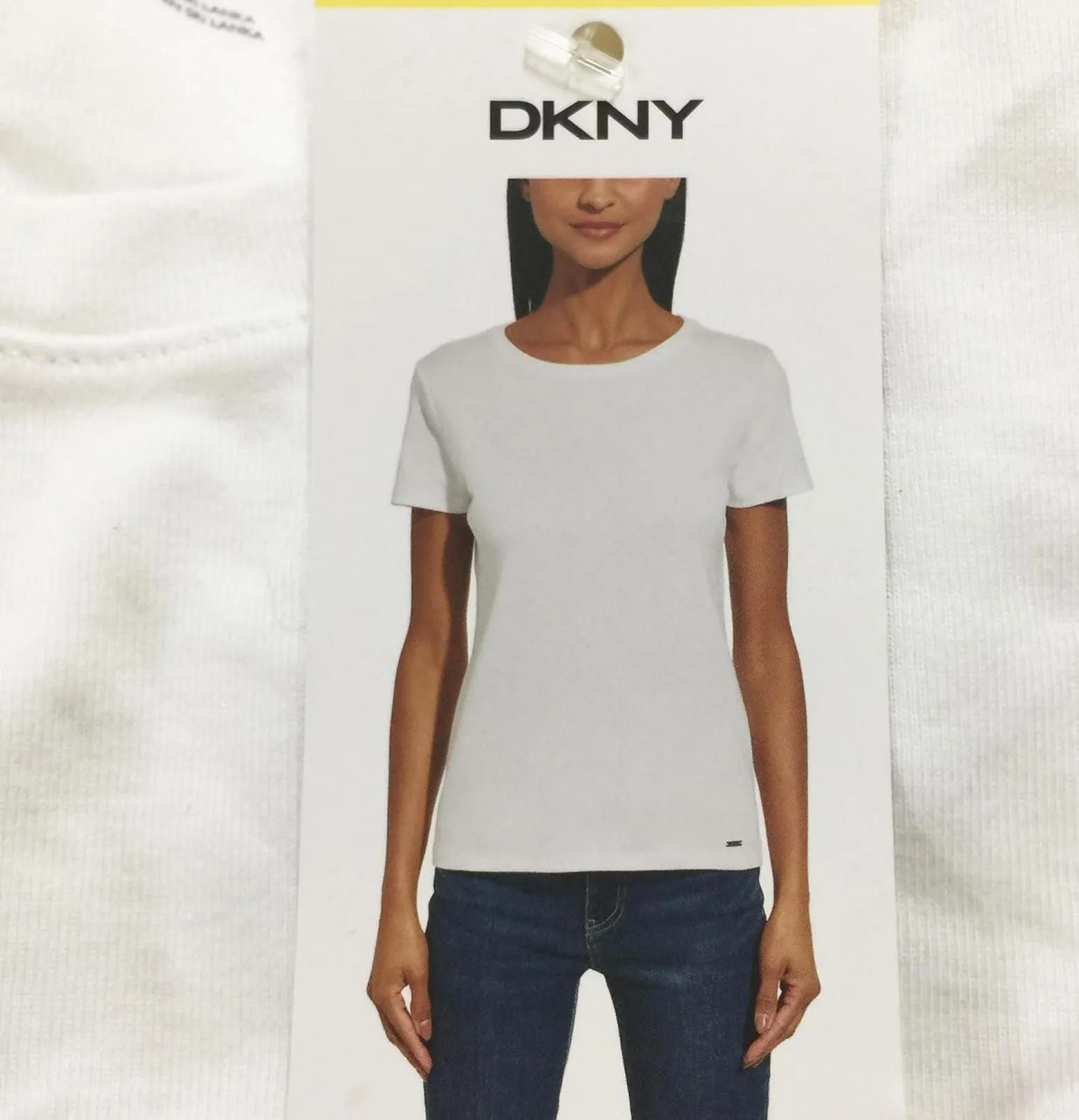DKNY Women's Short Sleeve Crew Neck Organic Cotton Tee 1679439 White 2XL
