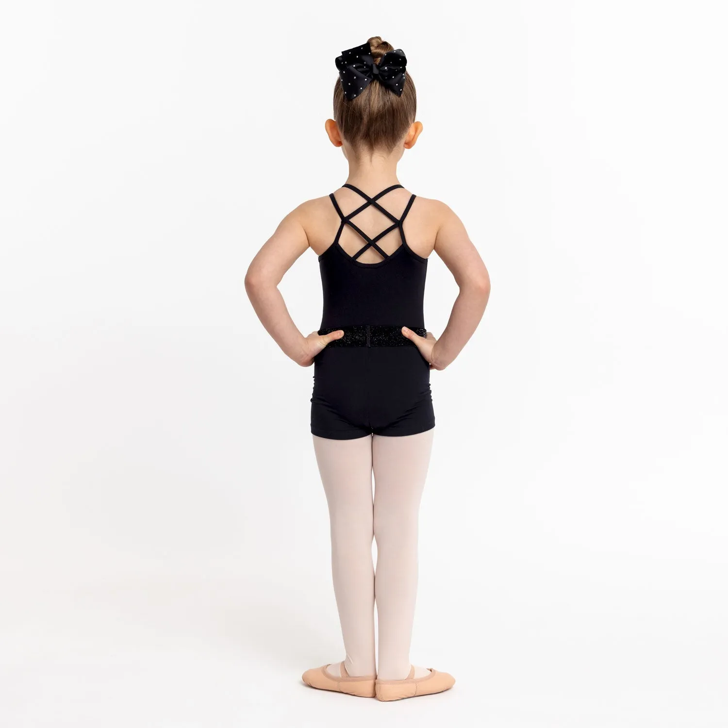 Dot: Lurex Waist Ballet Shorts in Black