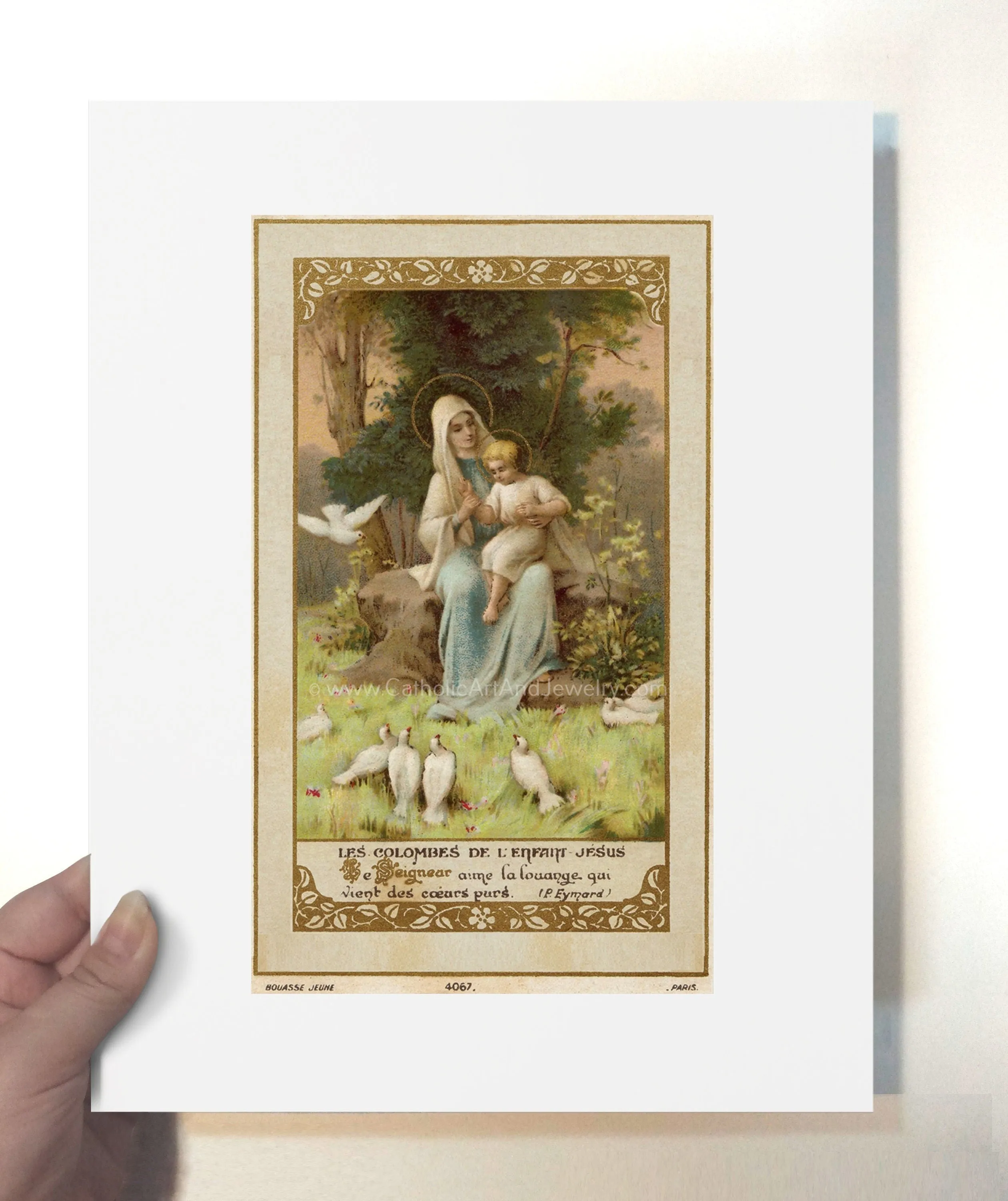 Doves of the Infant Jesus – based on a Vintage French Holy Card – Catholic Art Print – Unique Catholic Gift