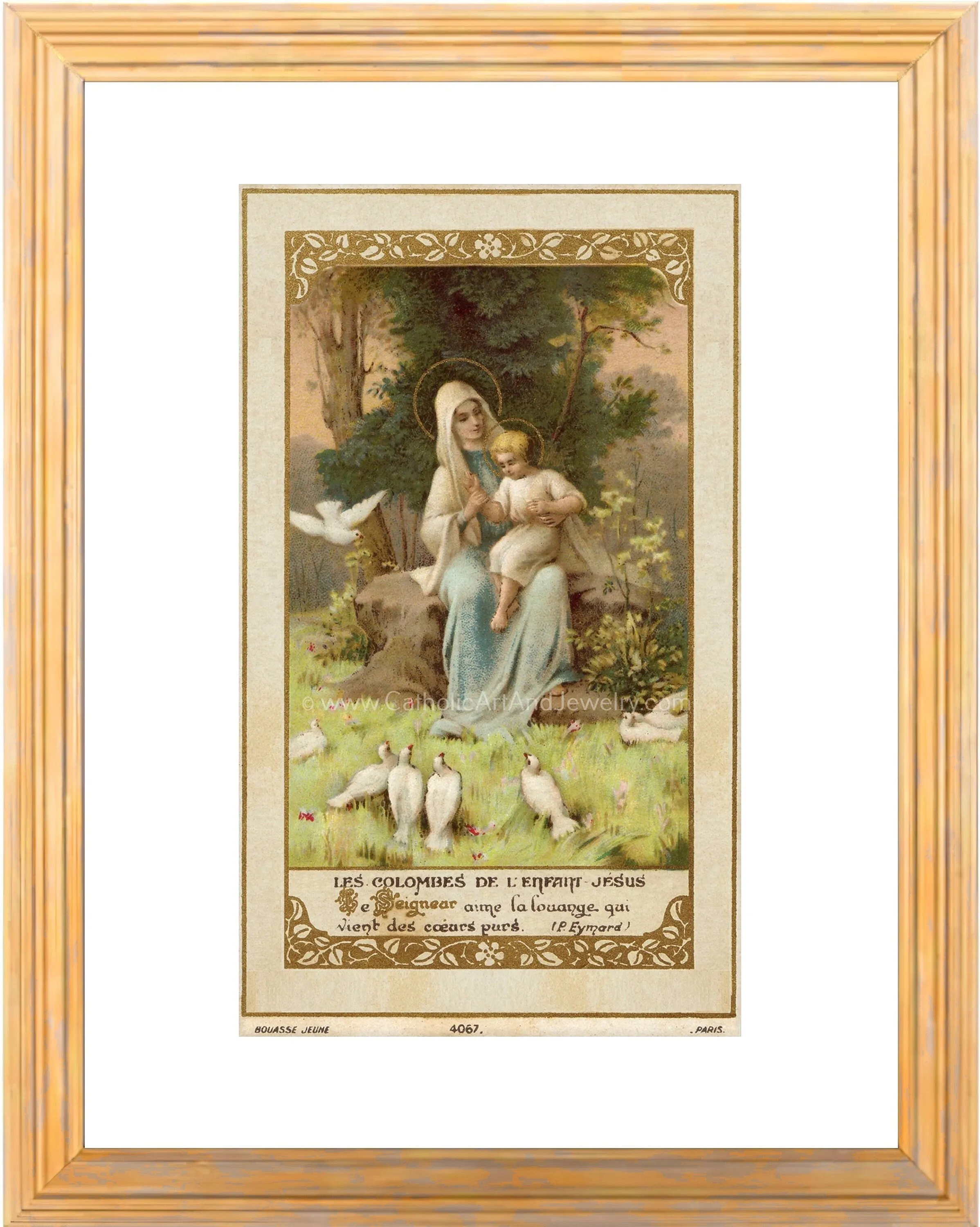 Doves of the Infant Jesus – based on a Vintage French Holy Card – Catholic Art Print – Unique Catholic Gift