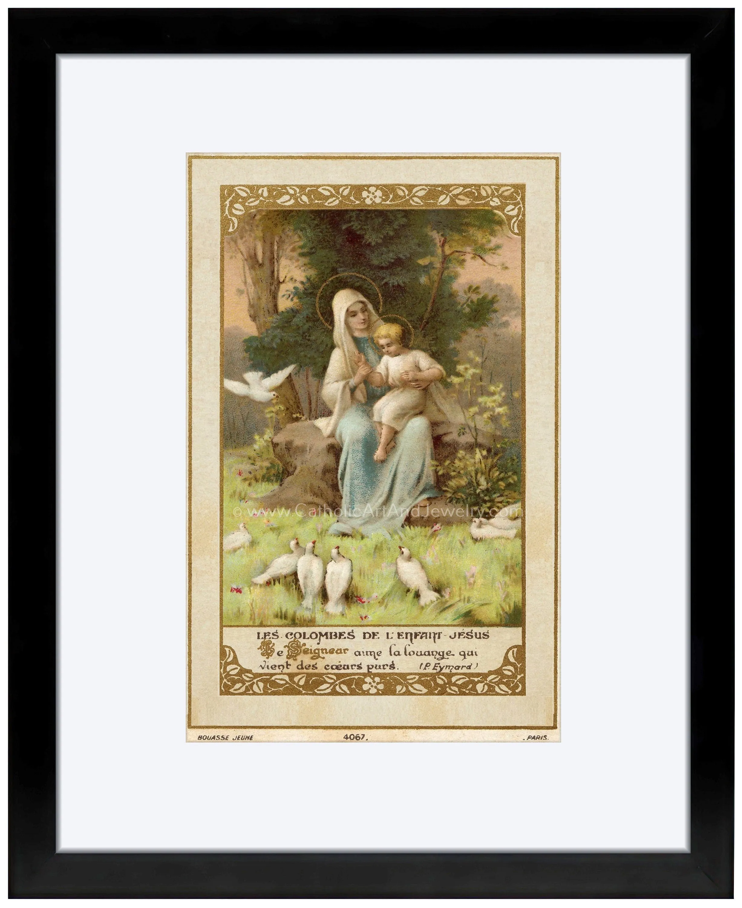 Doves of the Infant Jesus – based on a Vintage French Holy Card – Catholic Art Print – Unique Catholic Gift