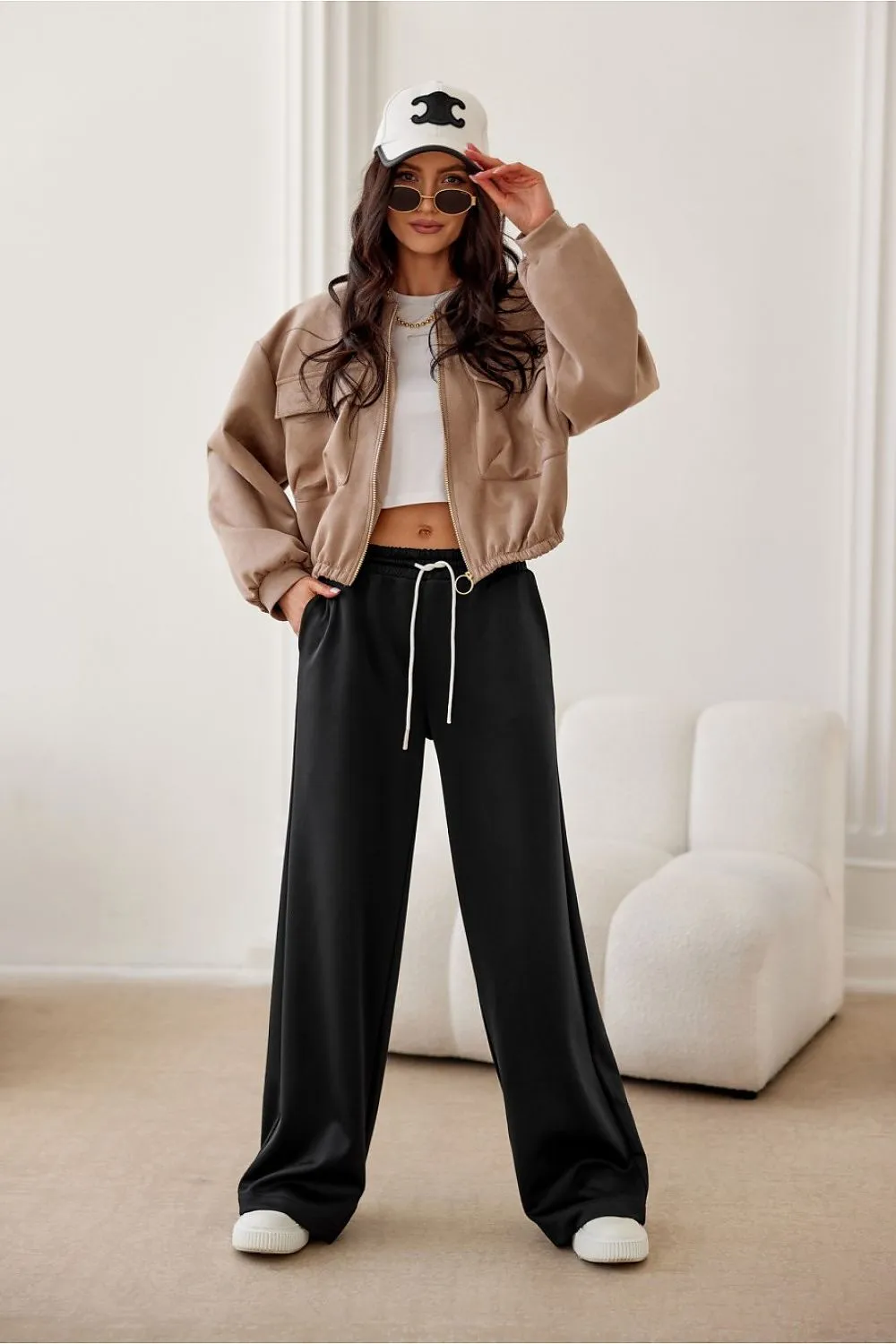 Elegant Collar Suede Oversized Jacket