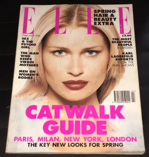 ELLE Magazine UK February 1995 DANIELA PESTOVA Naomi Campbell TYRA BANKS Michele Hicks