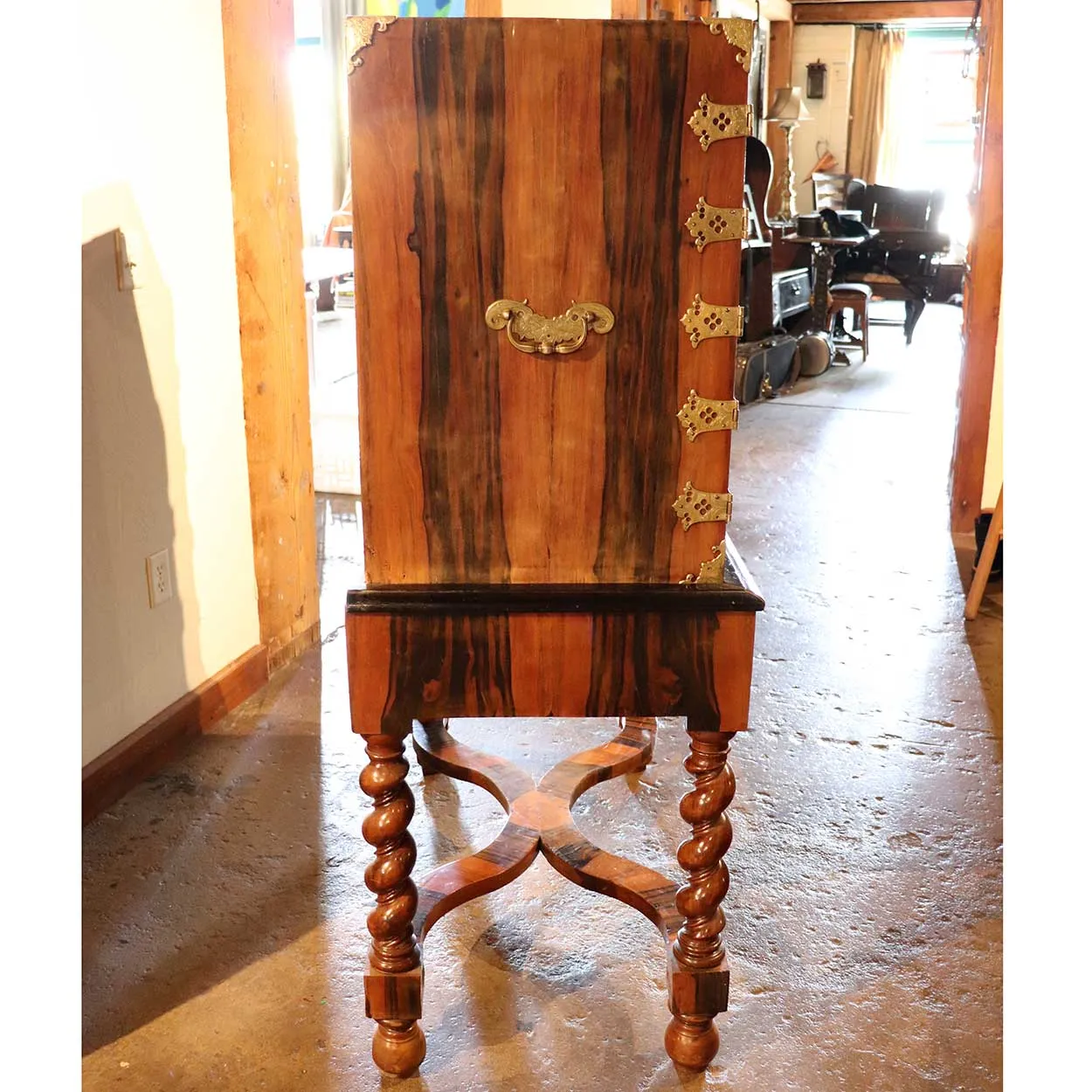 English William and Mary Brass Mounted Coromandel Veneer Cabinet on Stand