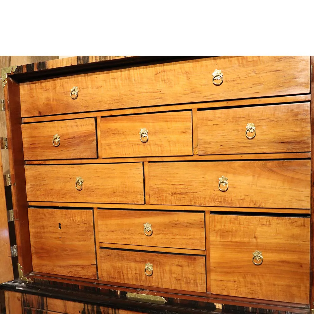 English William and Mary Brass Mounted Coromandel Veneer Cabinet on Stand