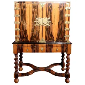 English William and Mary Brass Mounted Coromandel Veneer Cabinet on Stand