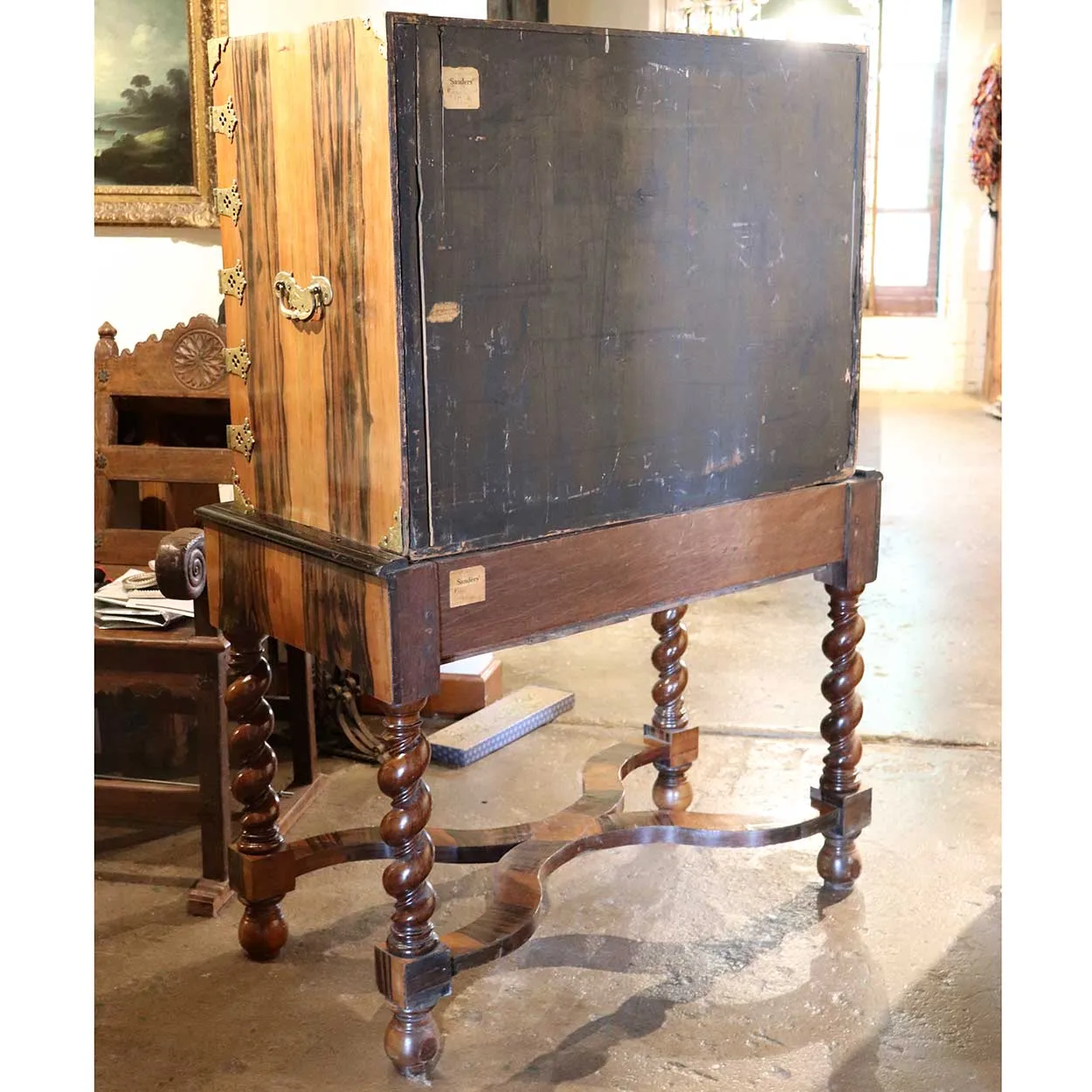 English William and Mary Brass Mounted Coromandel Veneer Cabinet on Stand