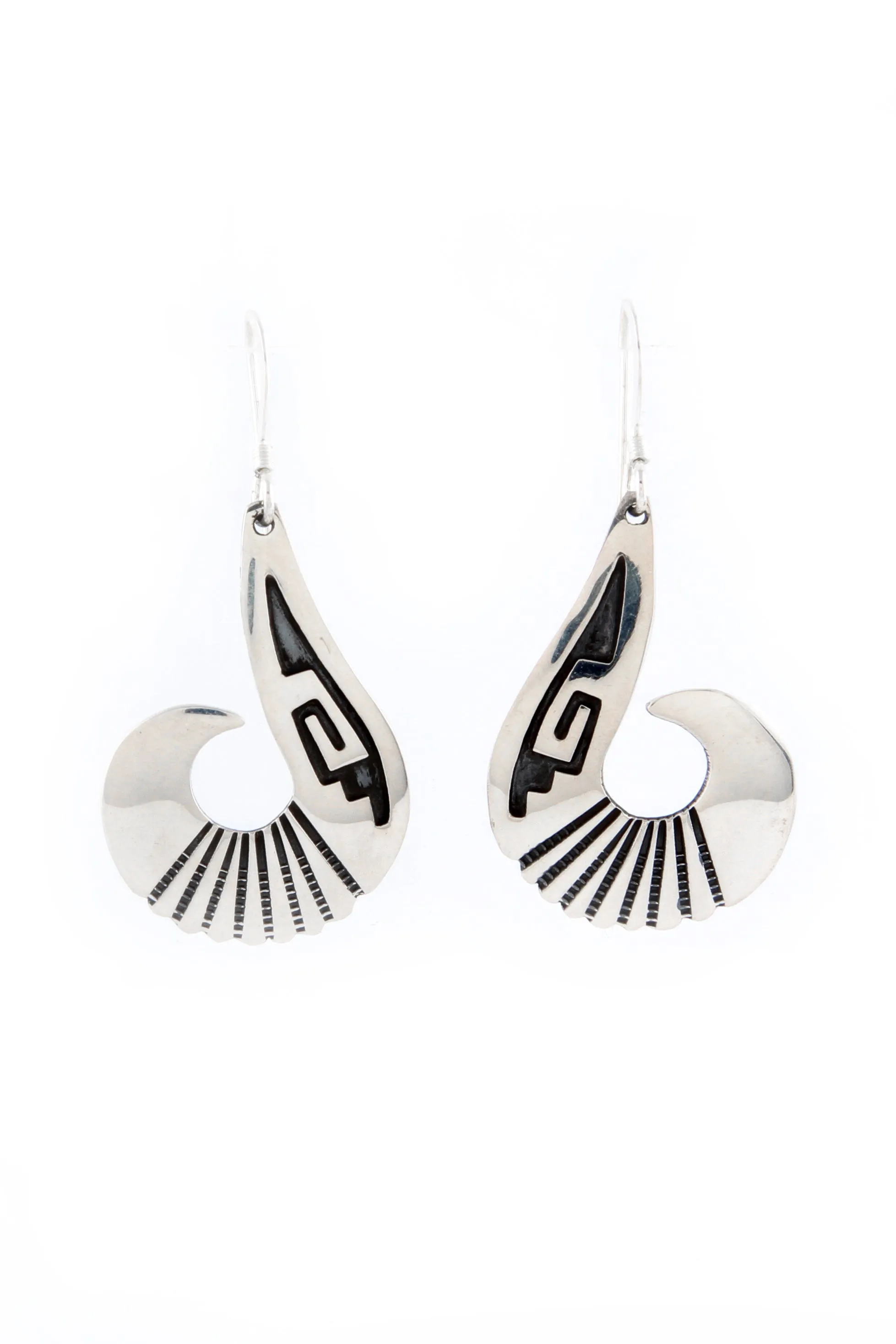 Everett and Mary Teller Curved Silver Overlay Earrings