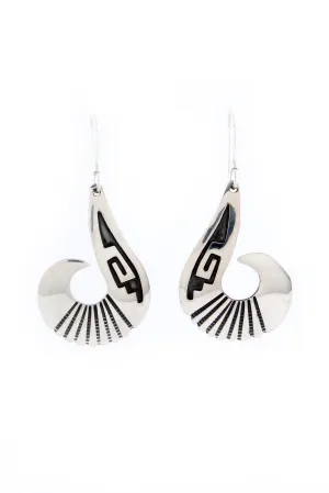 Everett and Mary Teller Curved Silver Overlay Earrings