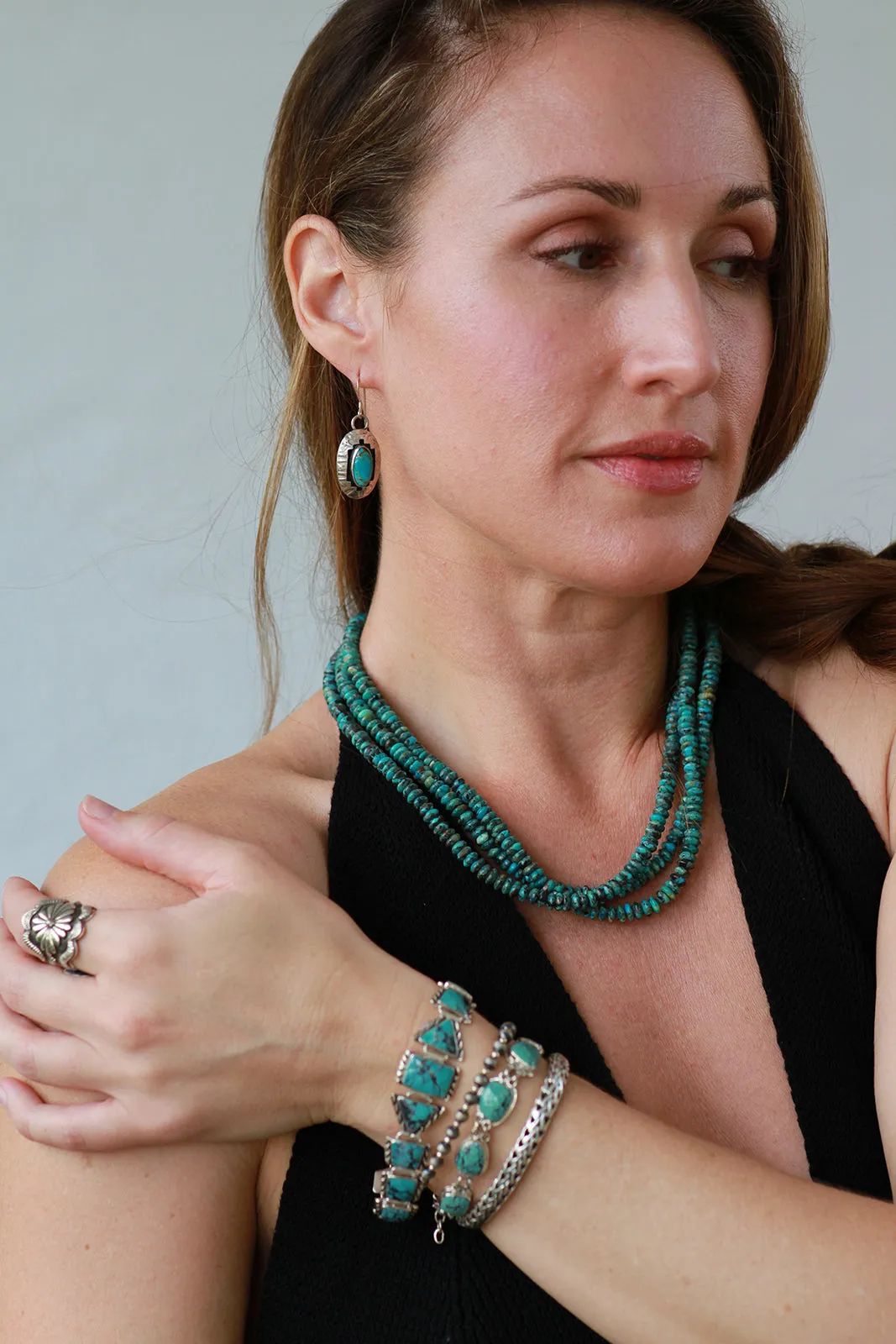 Everett and Mary Teller Kingman Turquoise Shadow Box Earrings
