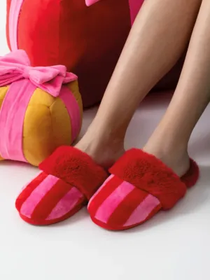 Felicity Stripe Slippers - Red
