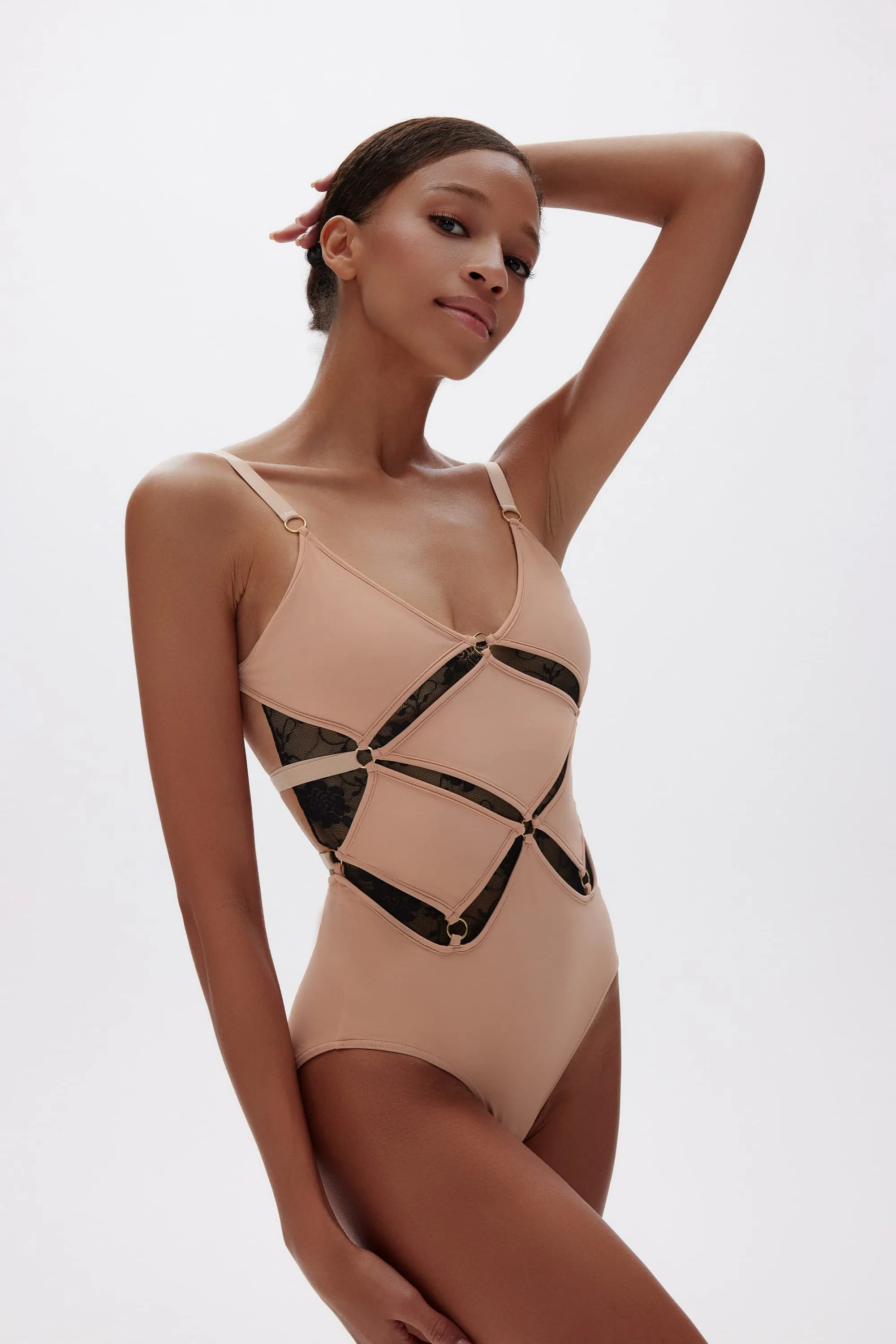 Fla Lace Embroidered Ballet Leotard